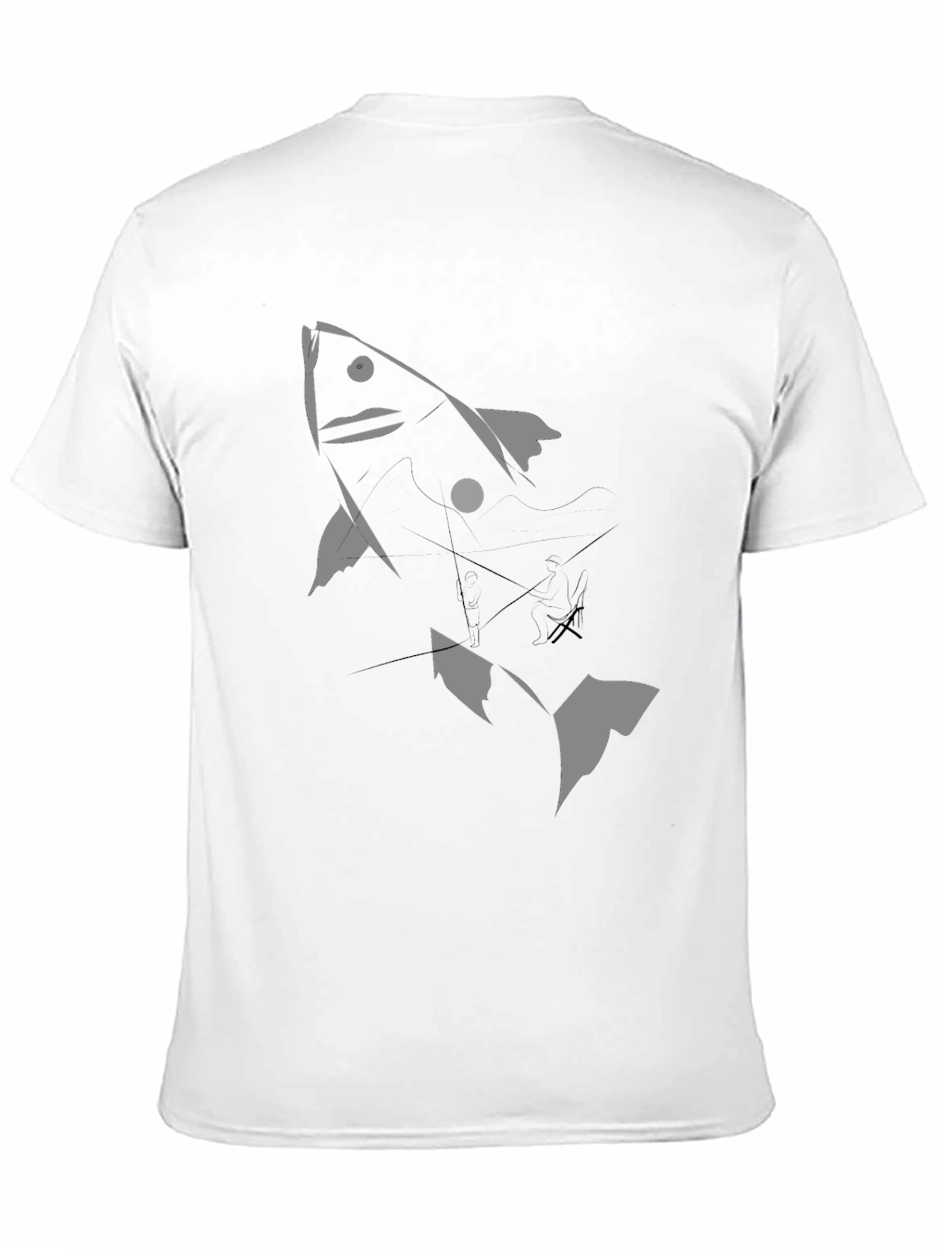 Black Graphic Tee - Abstract Fish Design