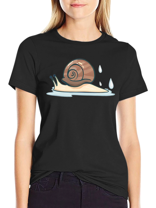 Snail Graphic Tee - Black Cotton Casual Shirt