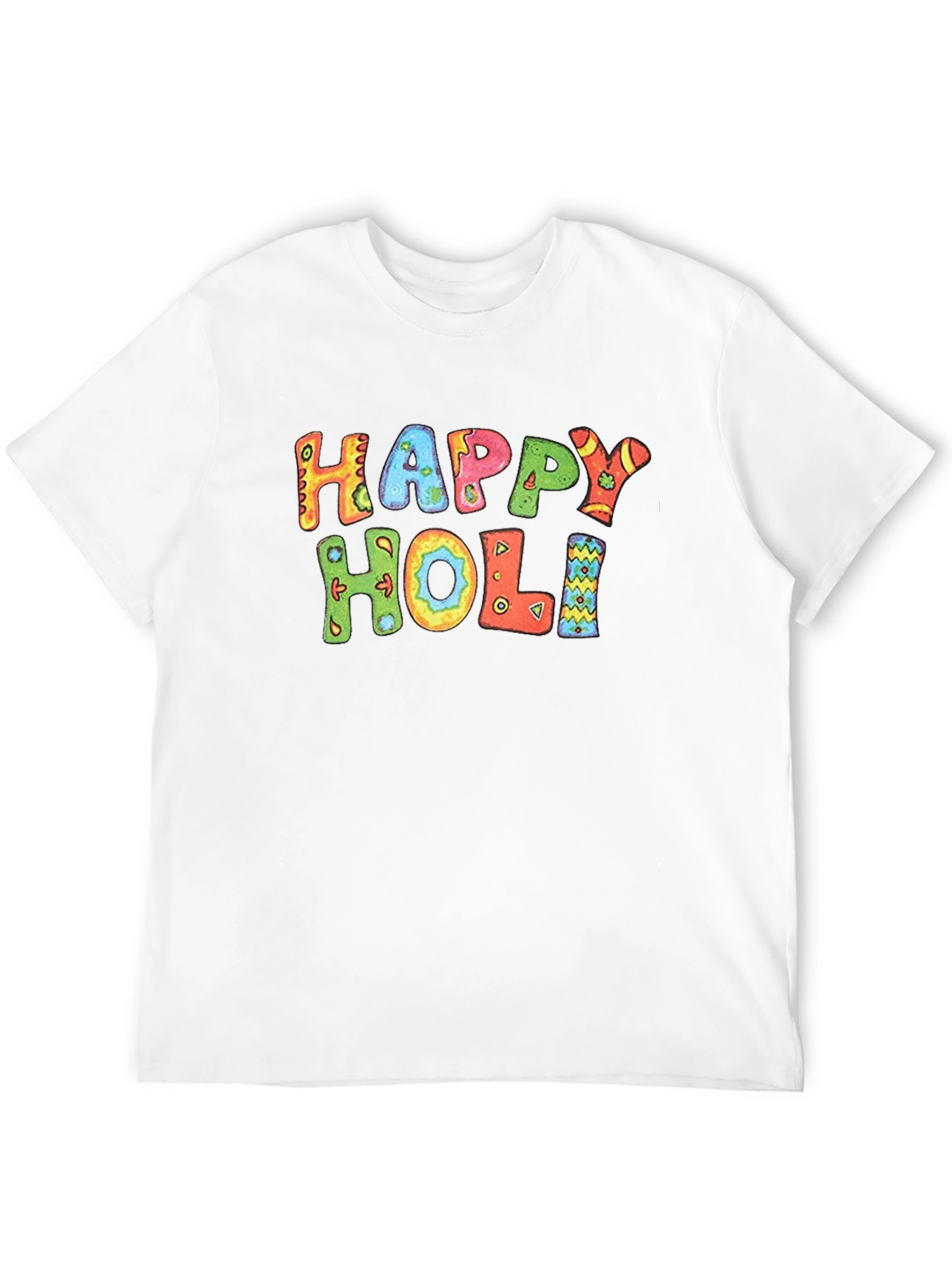 Happy Holi Graphic Tee - Black Cotton Casual T-Shirt