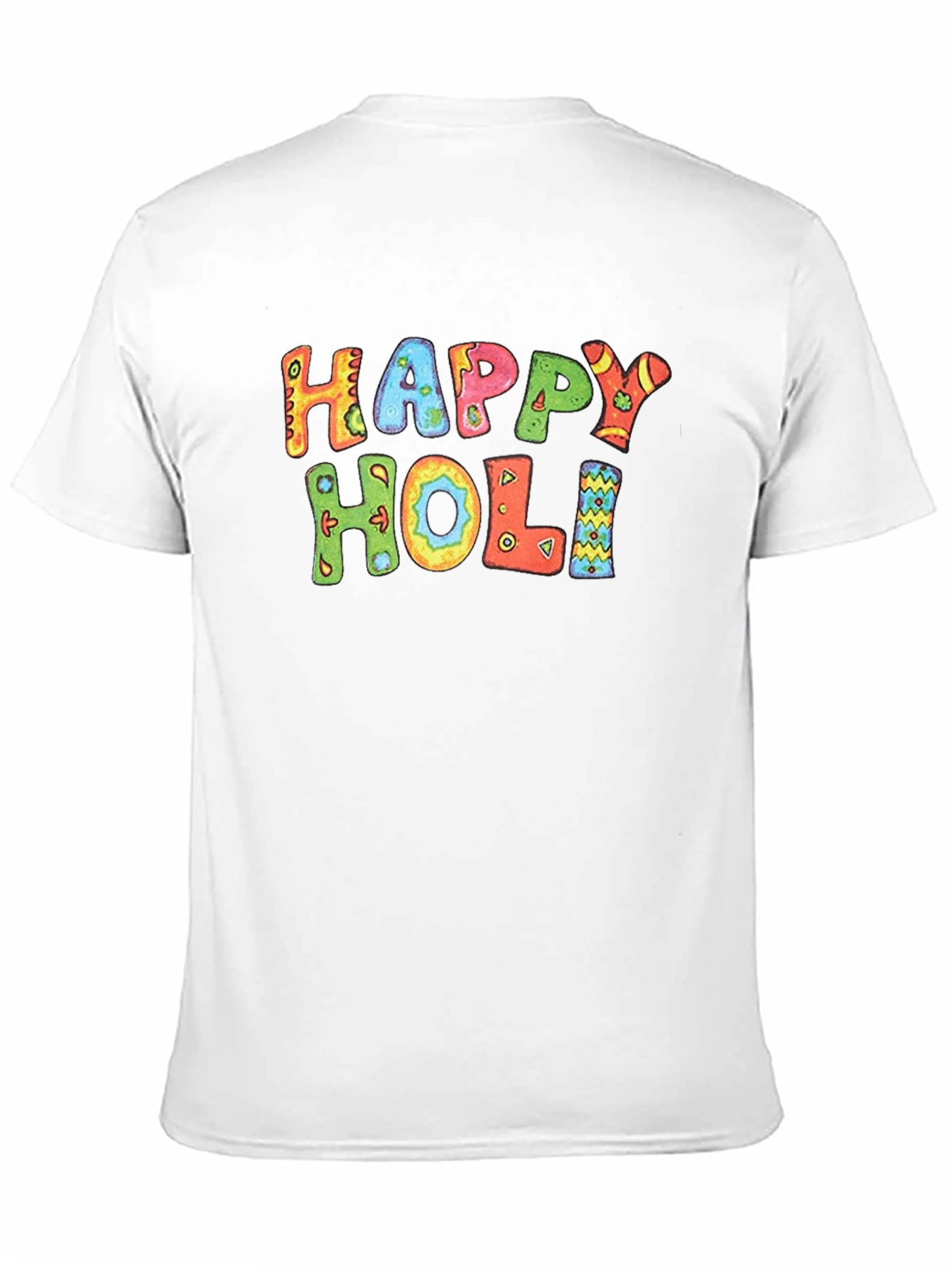 Happy Holi Graphic Tee - Black Cotton Casual T-Shirt