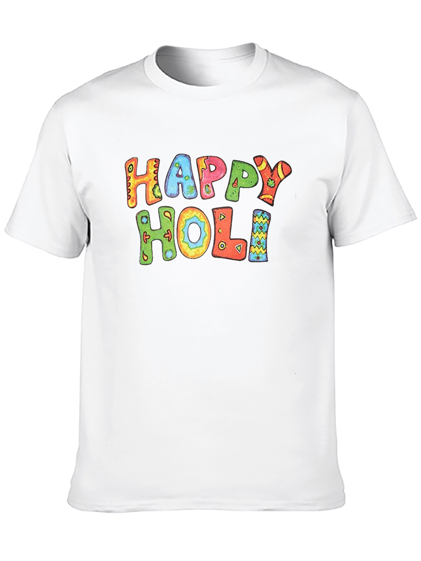 Happy Holi Graphic Tee - Black Cotton Casual T-Shirt