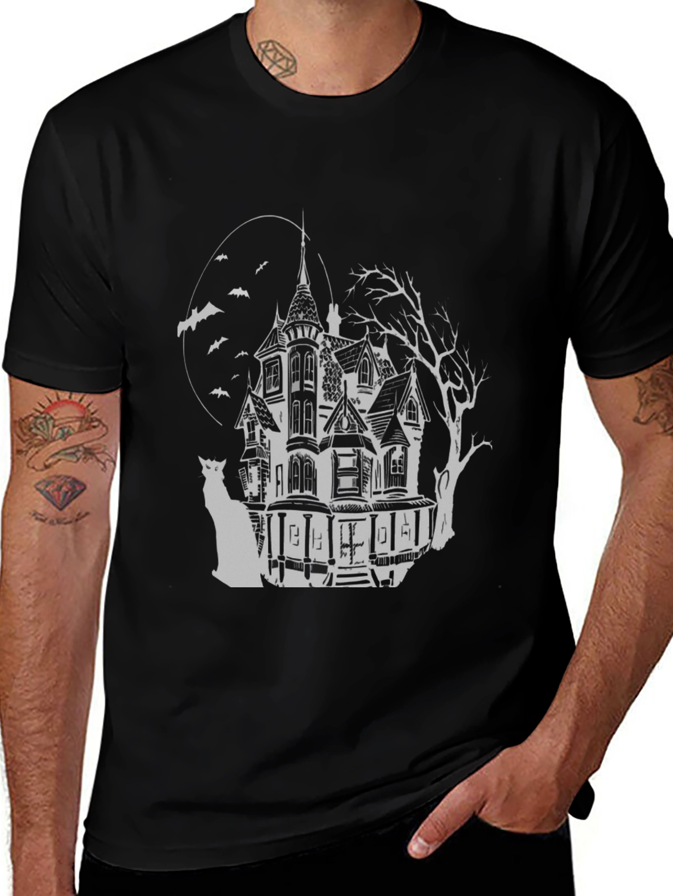 Haunted House Graphic Tee - Spooky Season