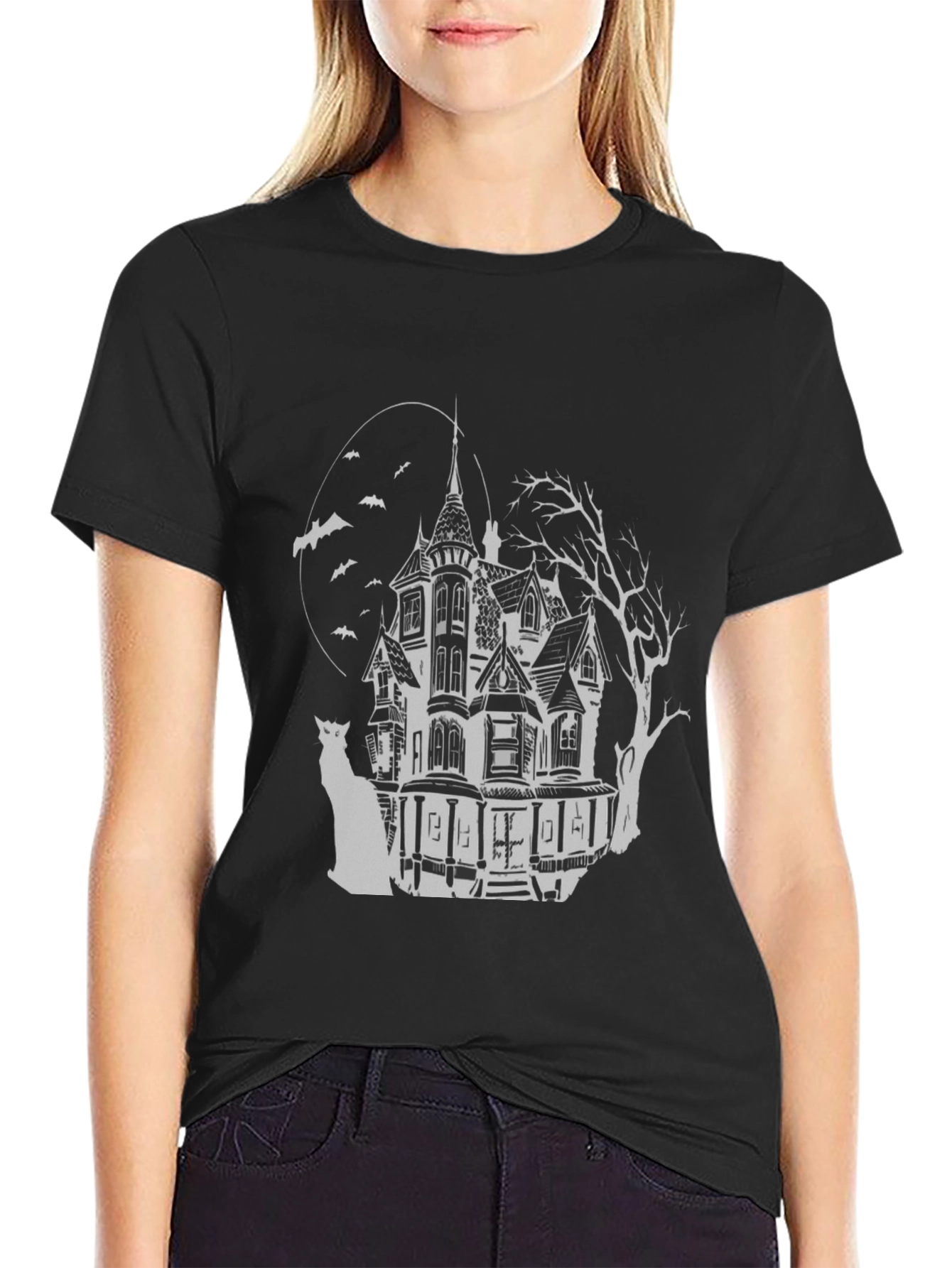 Haunted House Graphic Tee - Spooky Season