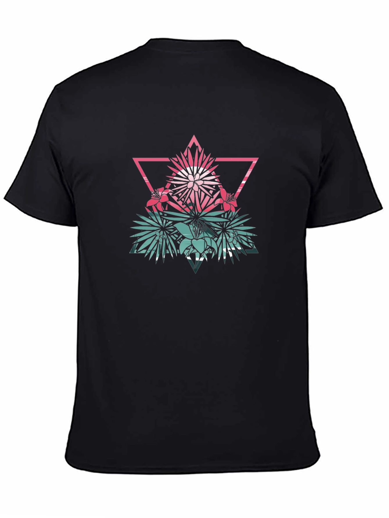 Geometric Floral T-Shirt - Mens Black Tee