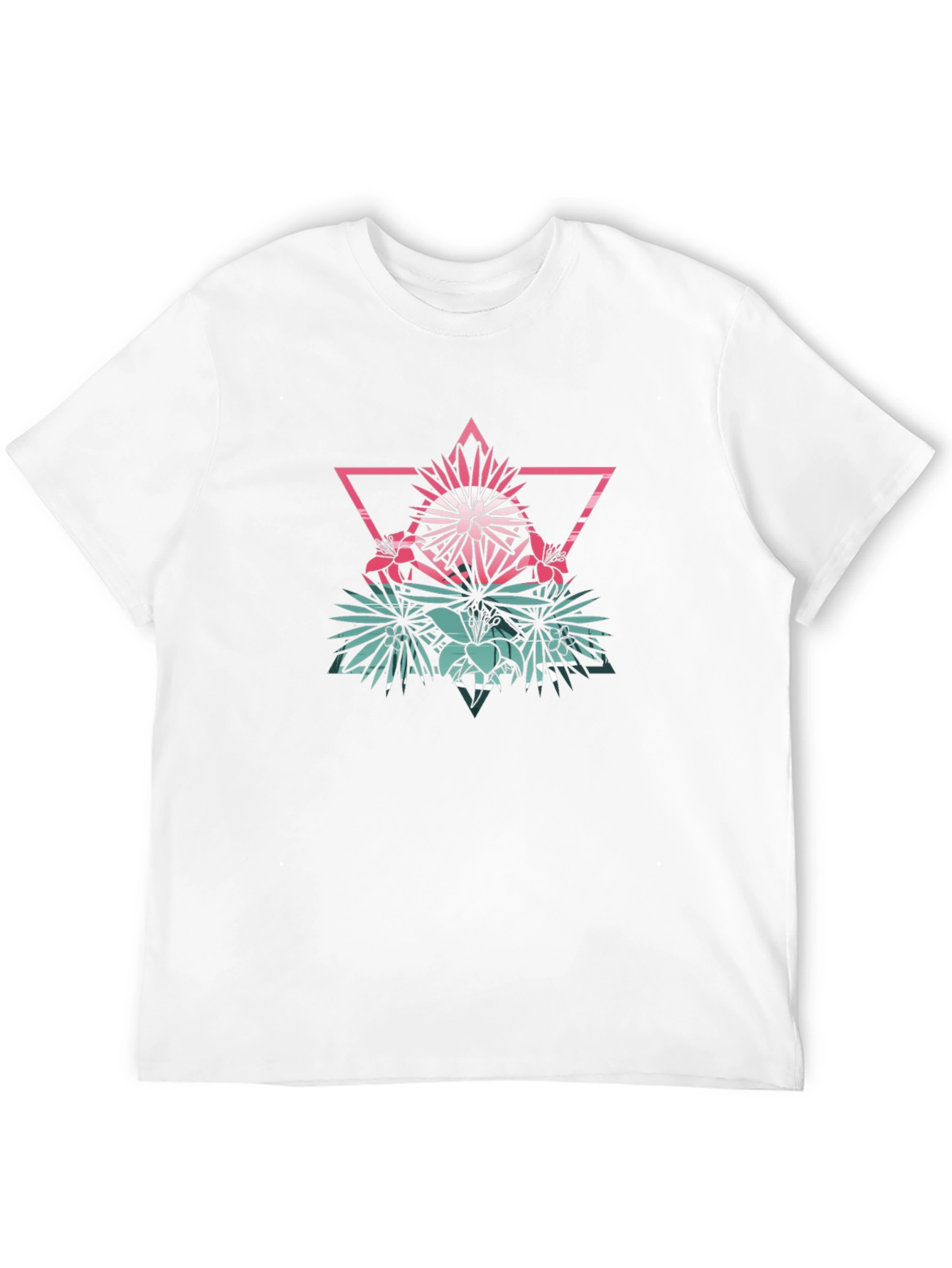Geometric Floral T-Shirt - Mens Black Tee