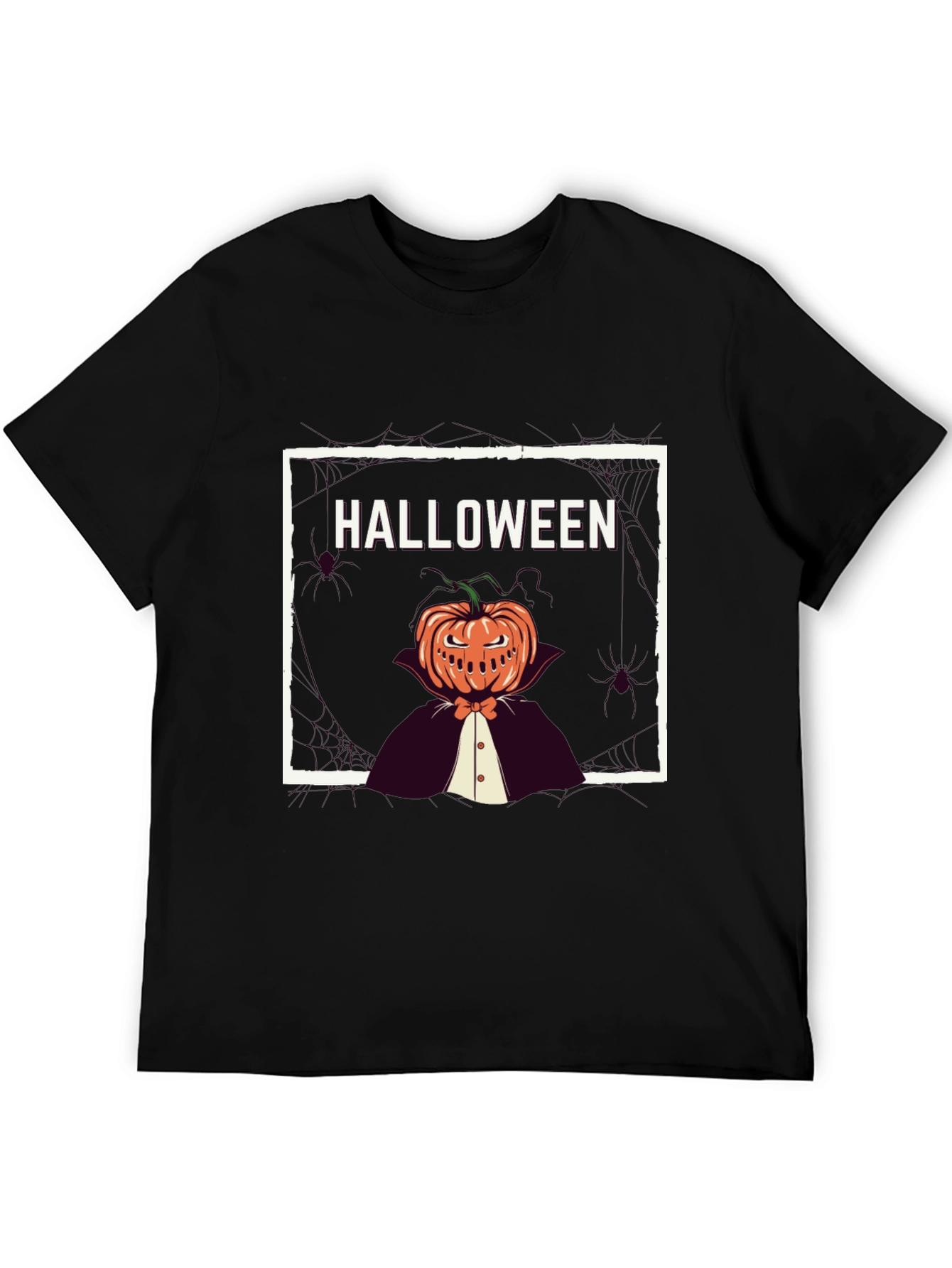 Halloween Pumpkin Man Black T-Shirt