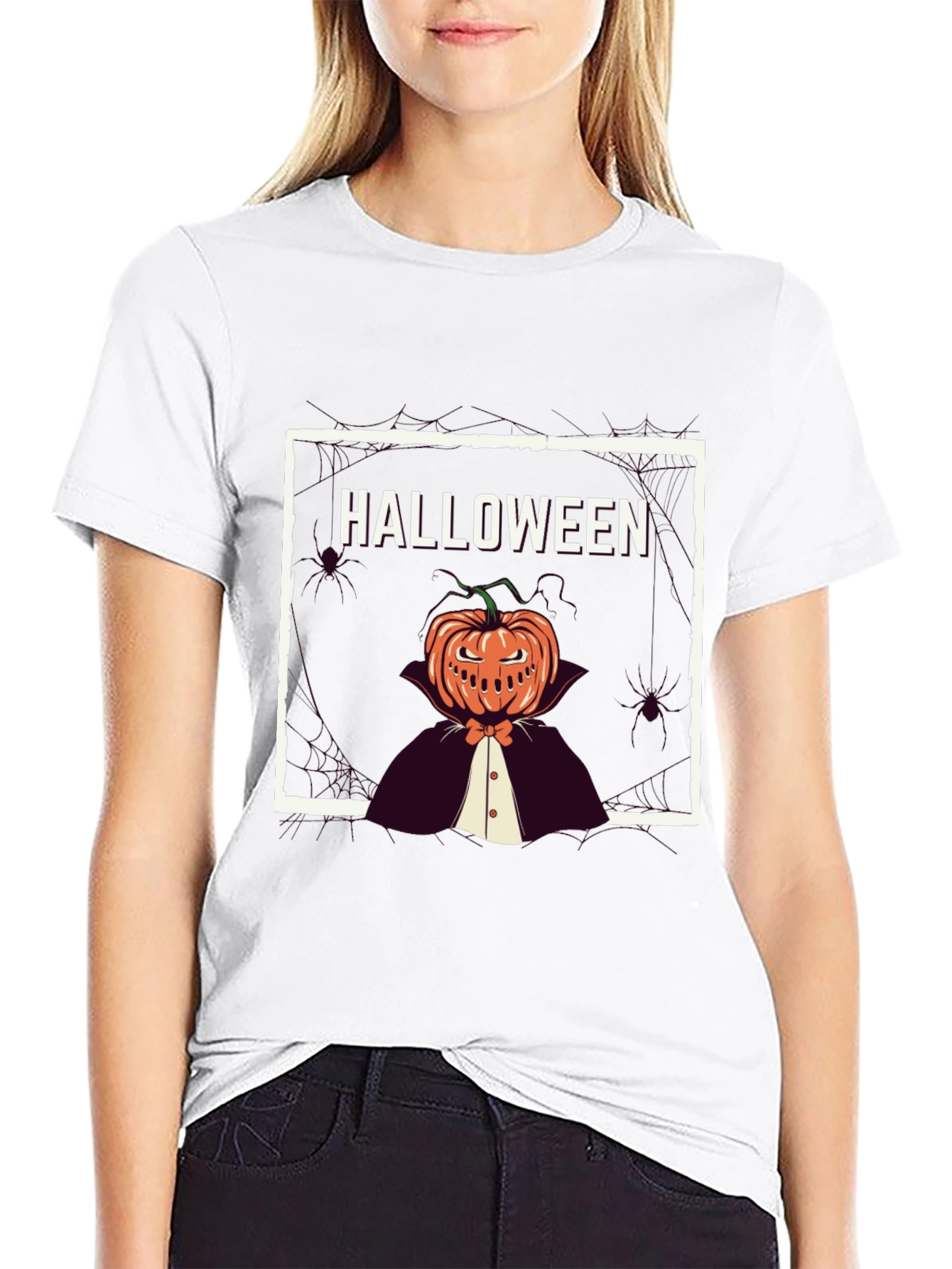 Halloween Pumpkin Man Black T-Shirt