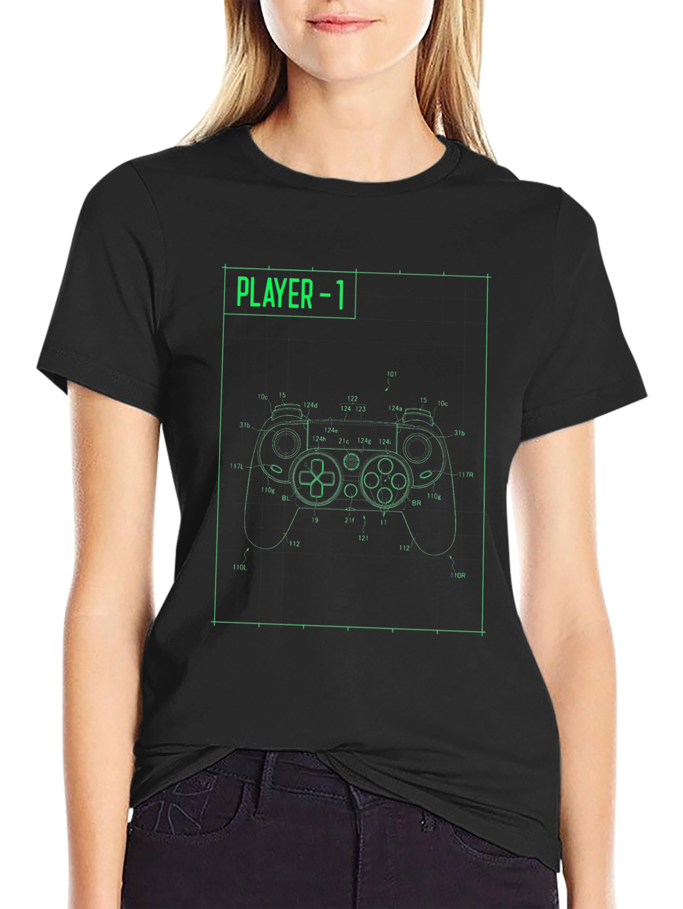 Player 1 Controller Blueprint Graphic T-Shirt