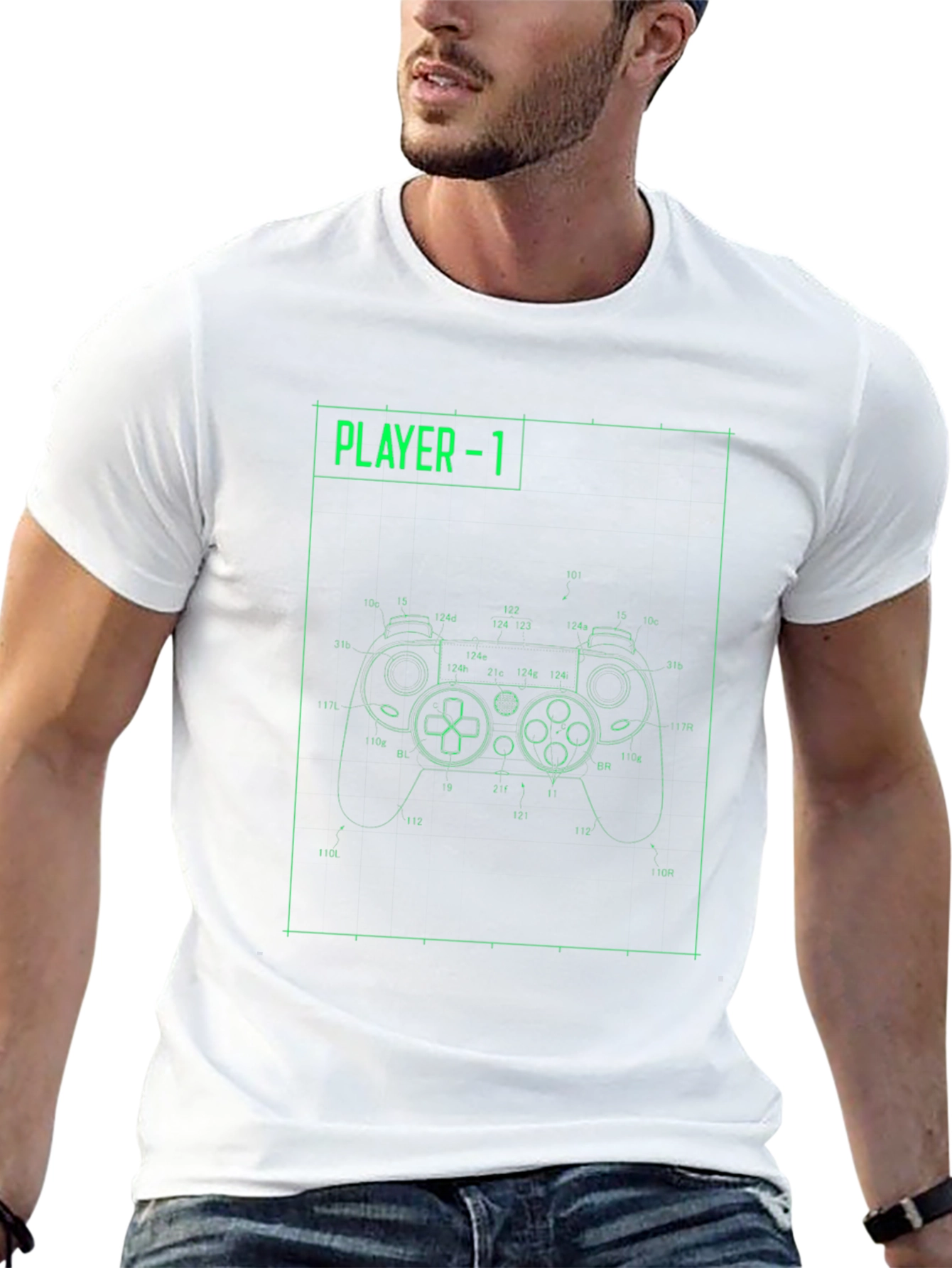 Player 1 Controller Blueprint Graphic T-Shirt