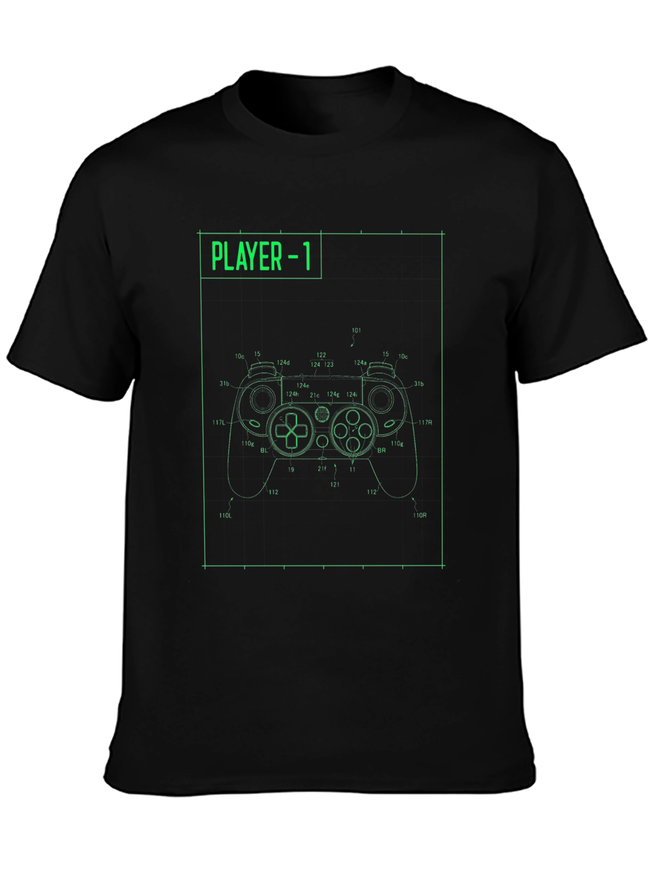 Player 1 Controller Blueprint Graphic T-Shirt