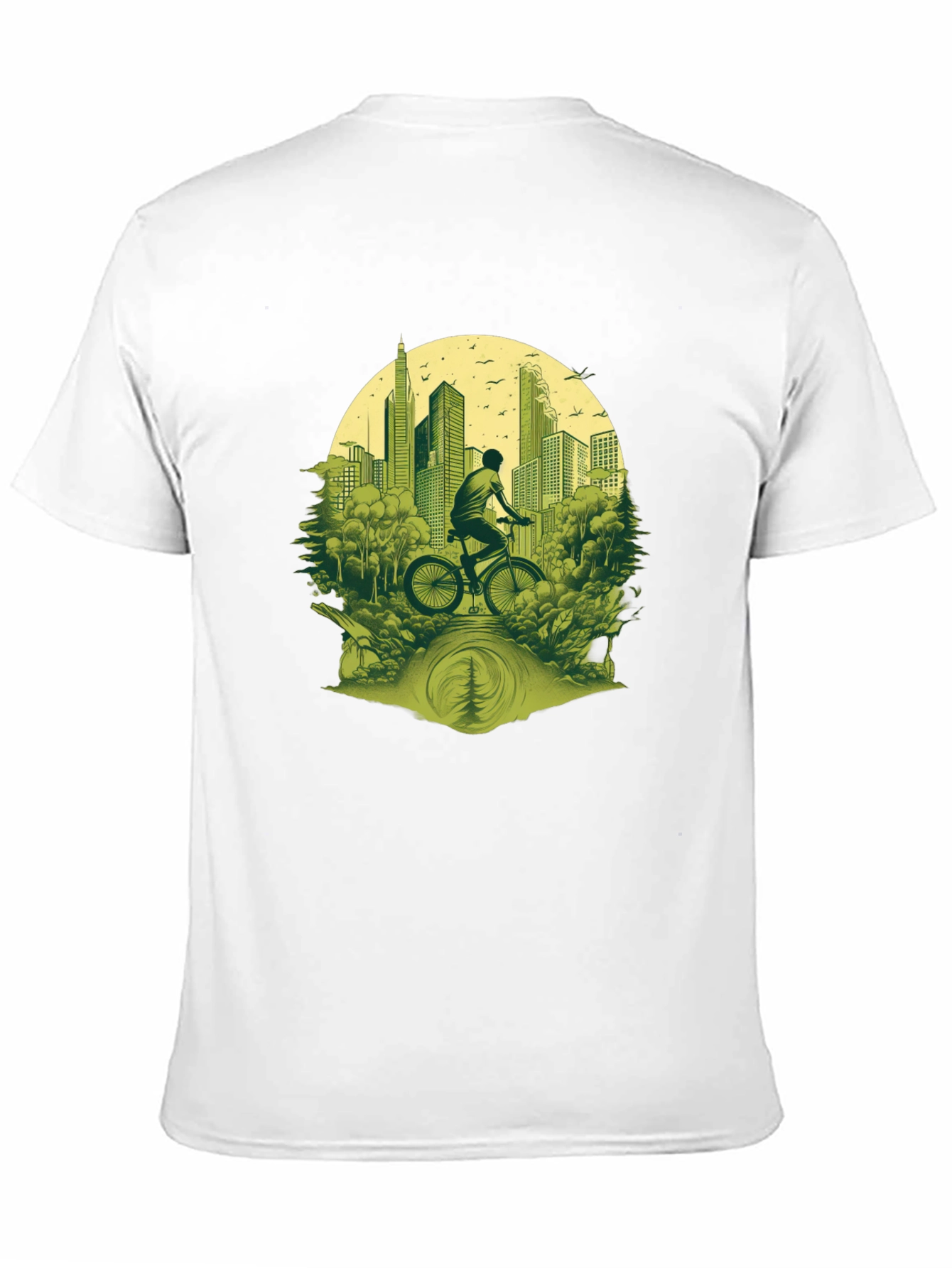 Cityscape Biker Graphic Tee - Nature Meets Urban Style