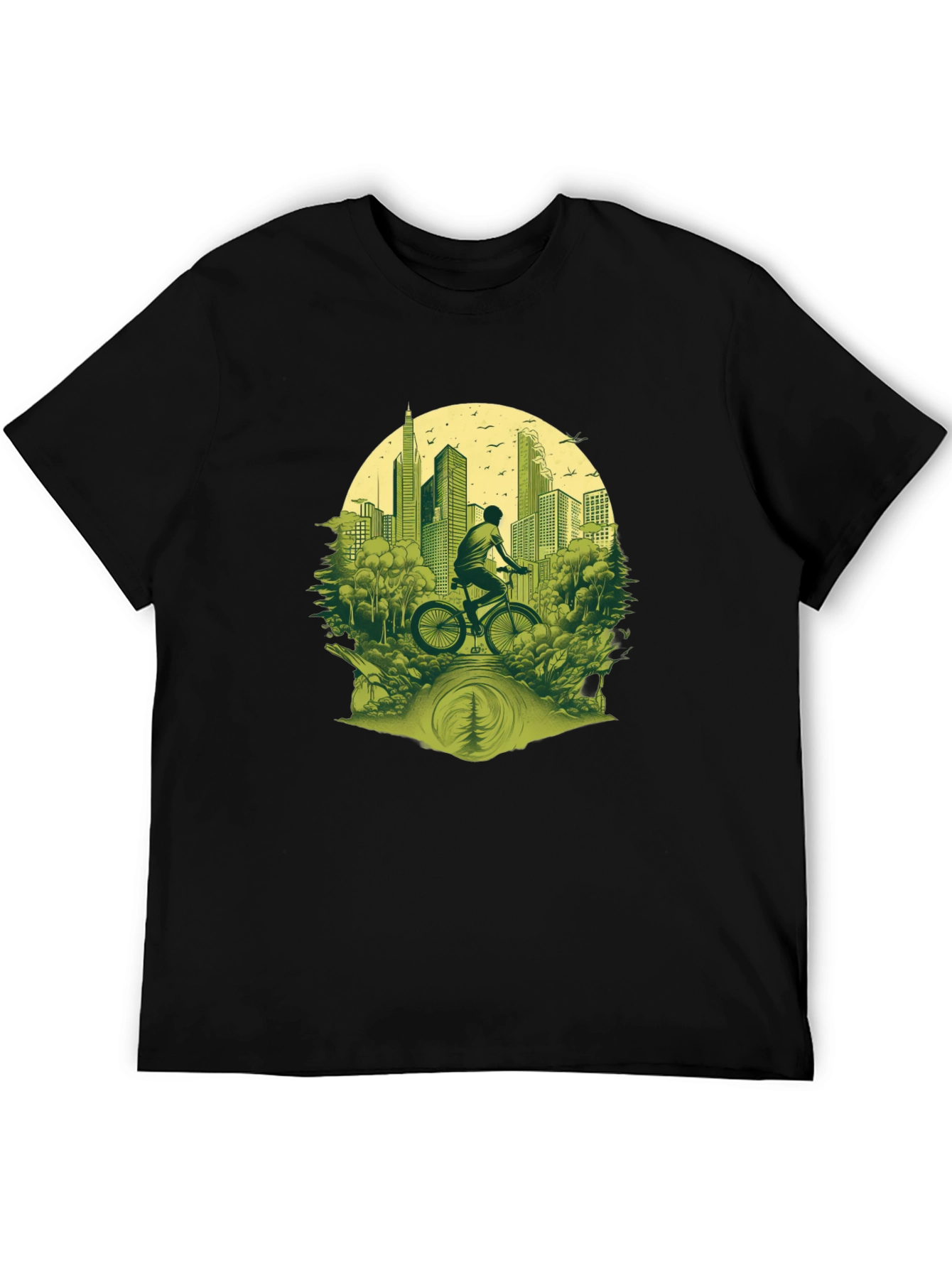 Cityscape Biker Graphic Tee - Nature Meets Urban Style