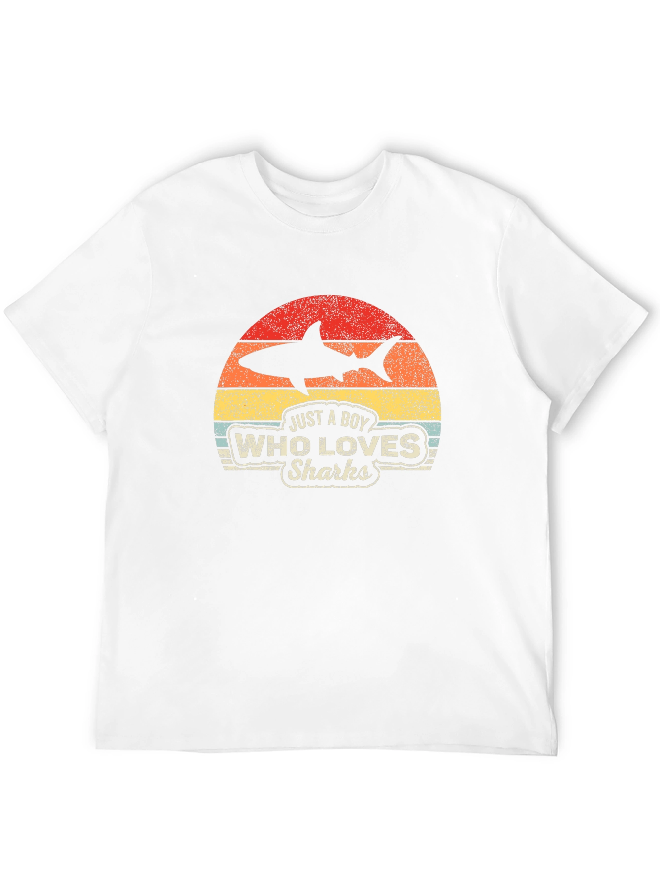 Boy Who Loves Sharks Black T-Shirt - Retro Style