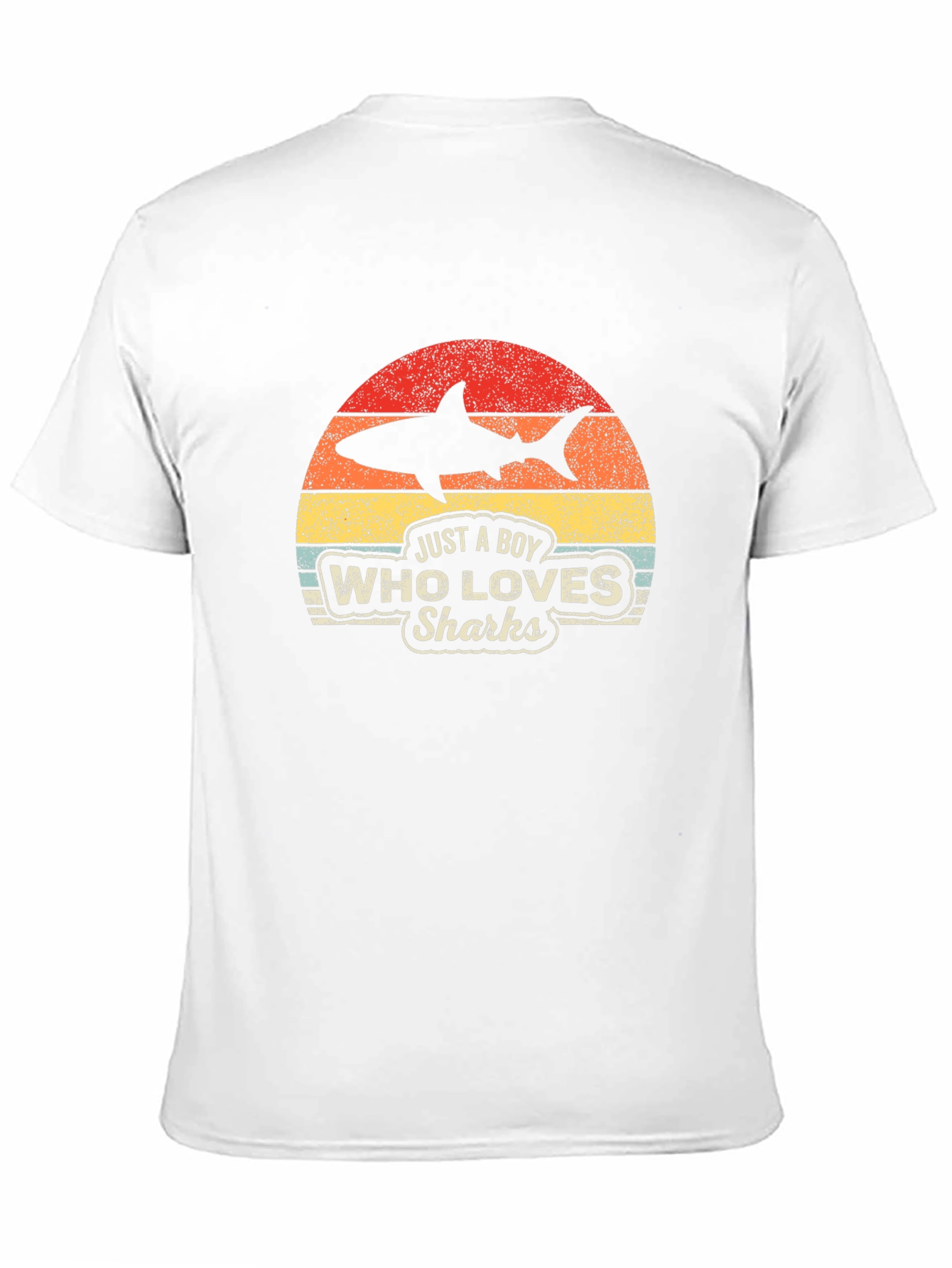 Boy Who Loves Sharks Black T-Shirt - Retro Style