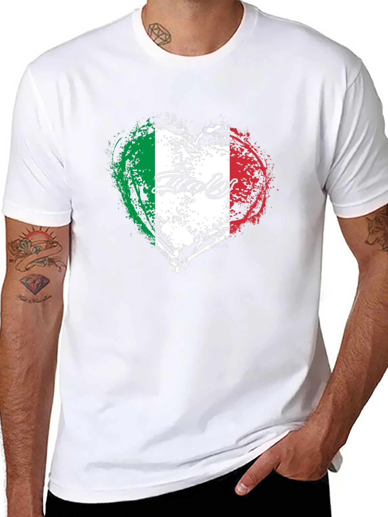 Italy Flag Heart Graphic T-Shirt