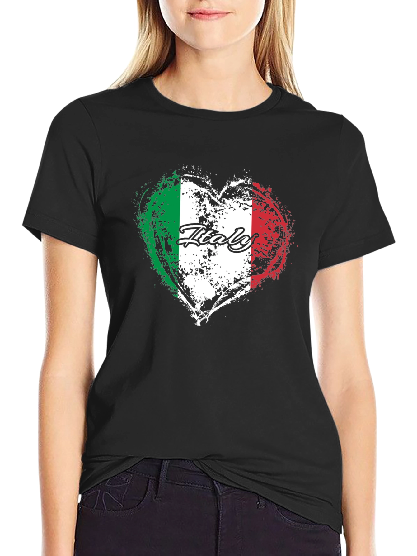 Italy Flag Heart Graphic T-Shirt