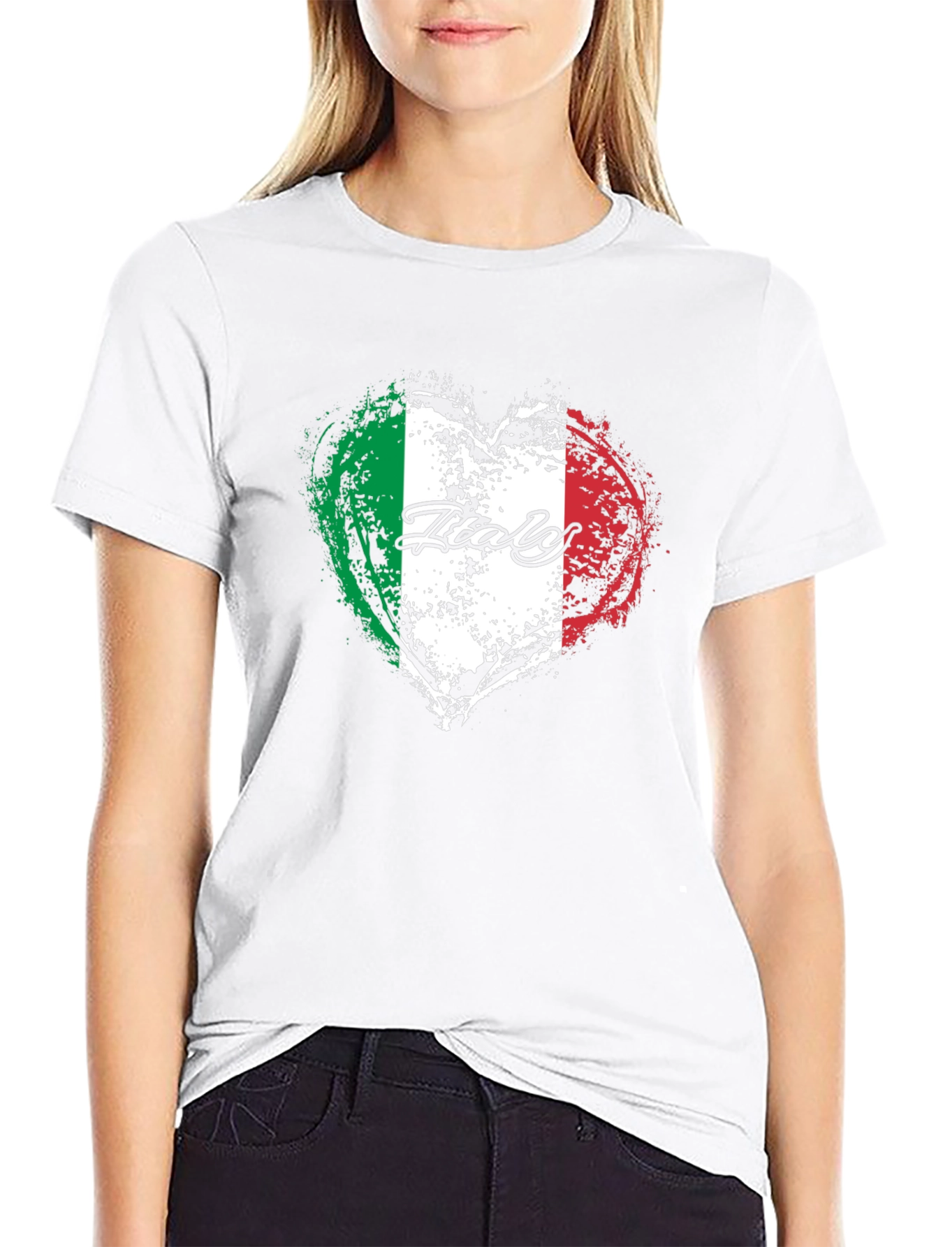 Italy Flag Heart Graphic T-Shirt