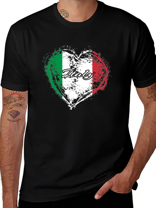 Italy Flag Heart Graphic T-Shirt
