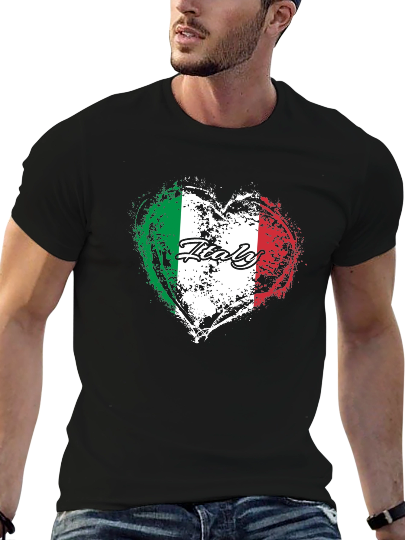 Italy Flag Heart Graphic T-Shirt