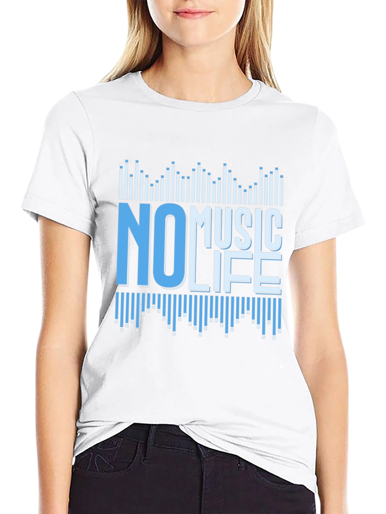 No Music No Life T-Shirt - Graphic Print Tee