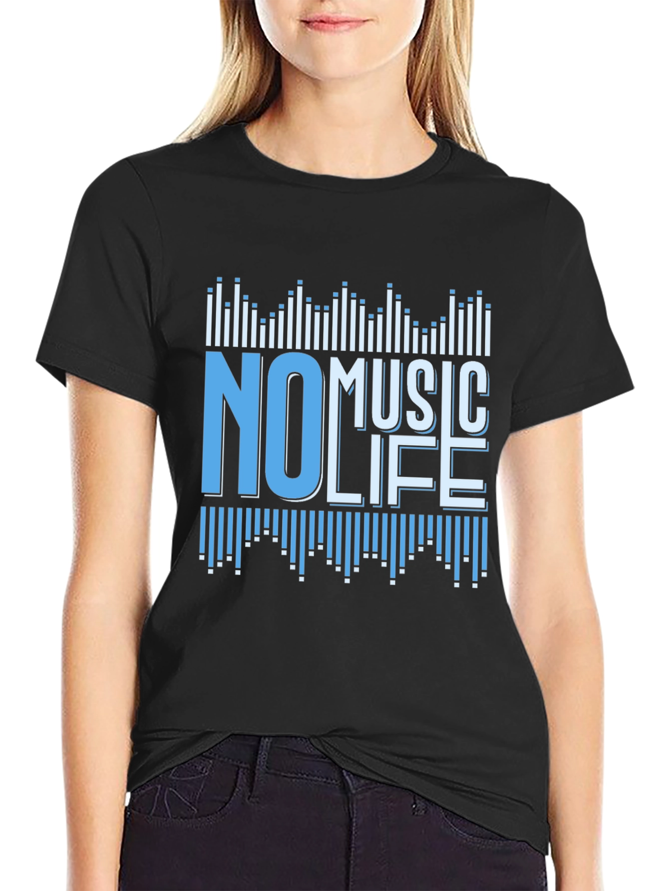 No Music No Life T-Shirt - Graphic Print Tee