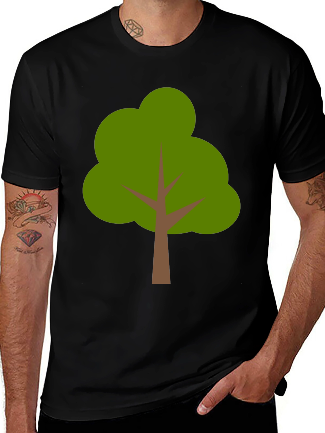 Cartoon Tree Graphic T-Shirt