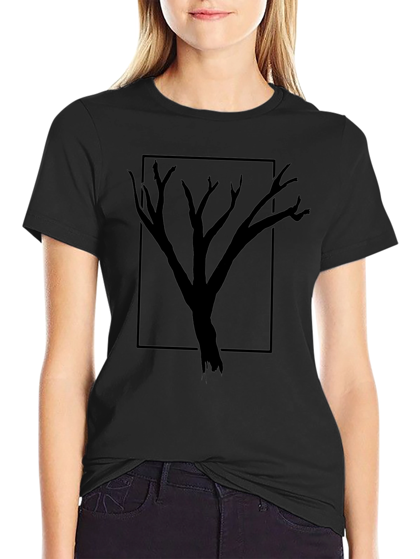 Modern Tree Graphic Tee - Black