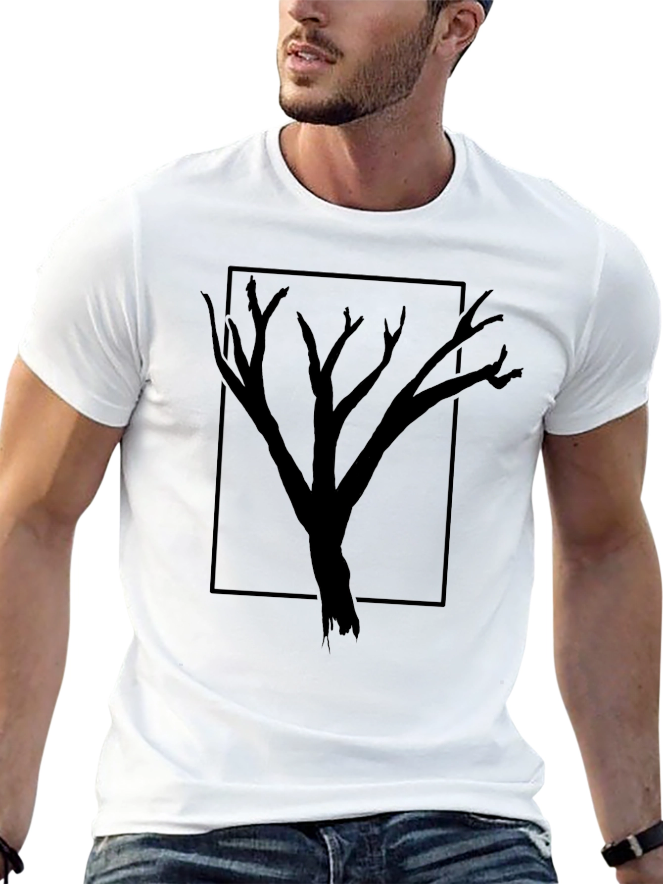 Modern Tree Graphic Tee - Black