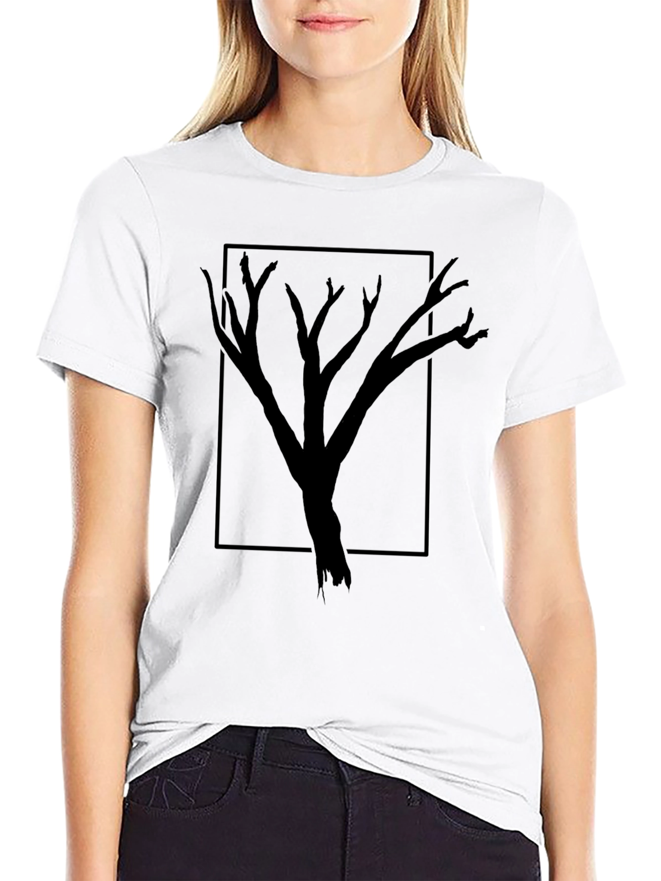 Modern Tree Graphic Tee - Black