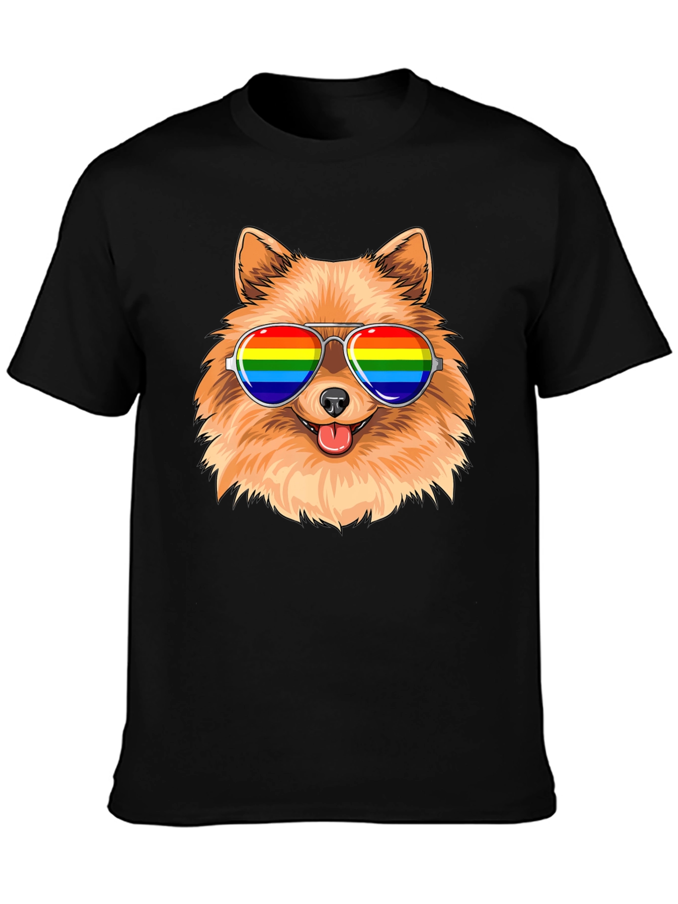 Pride Pomeranian Sunglasses T-Shirt – Colorful Dog Lover Tee