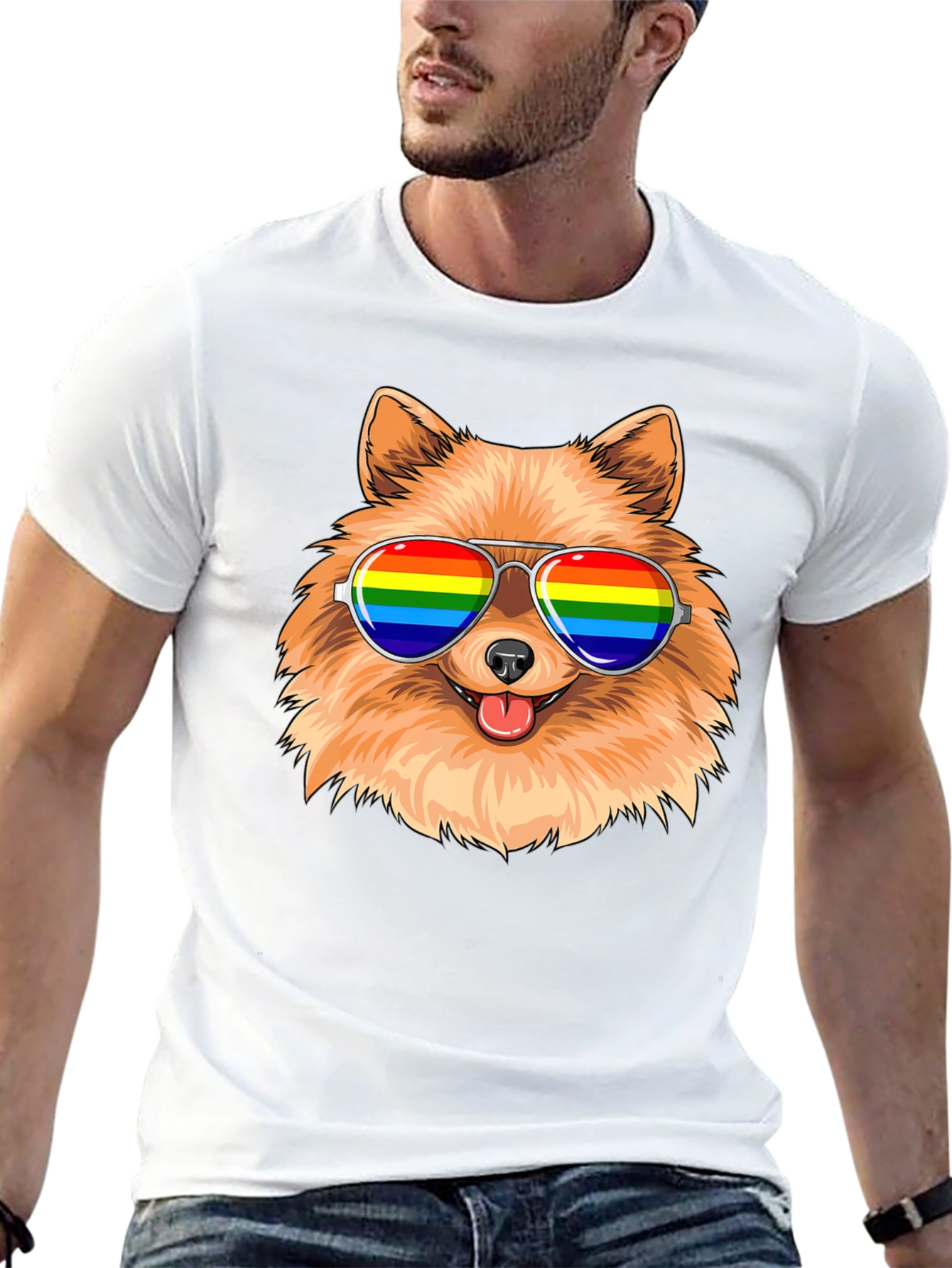 Pride Pomeranian Sunglasses T-Shirt – Colorful Dog Lover Tee