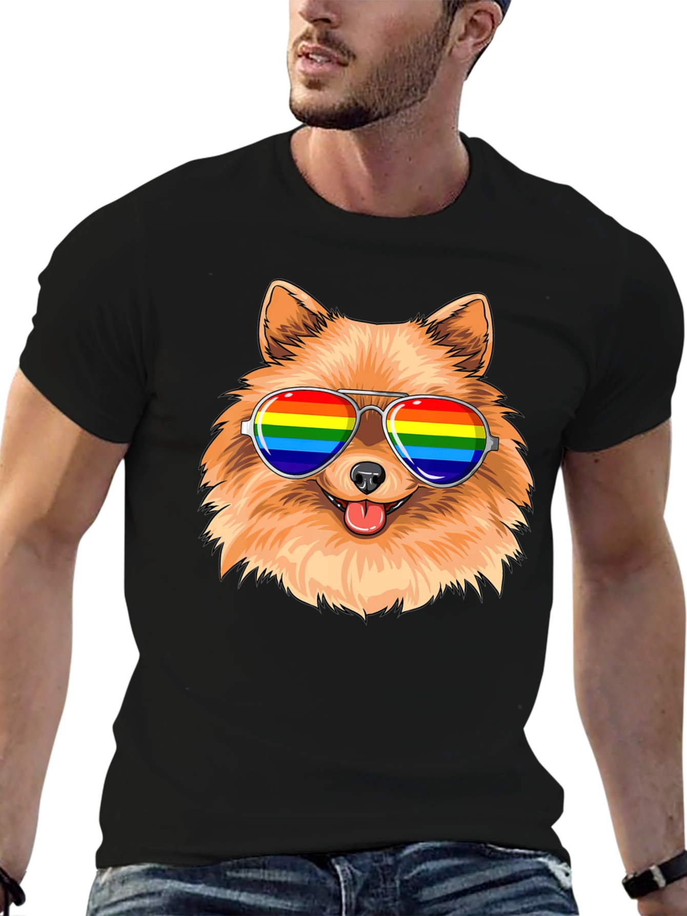 Pride Pomeranian Sunglasses T-Shirt – Colorful Dog Lover Tee