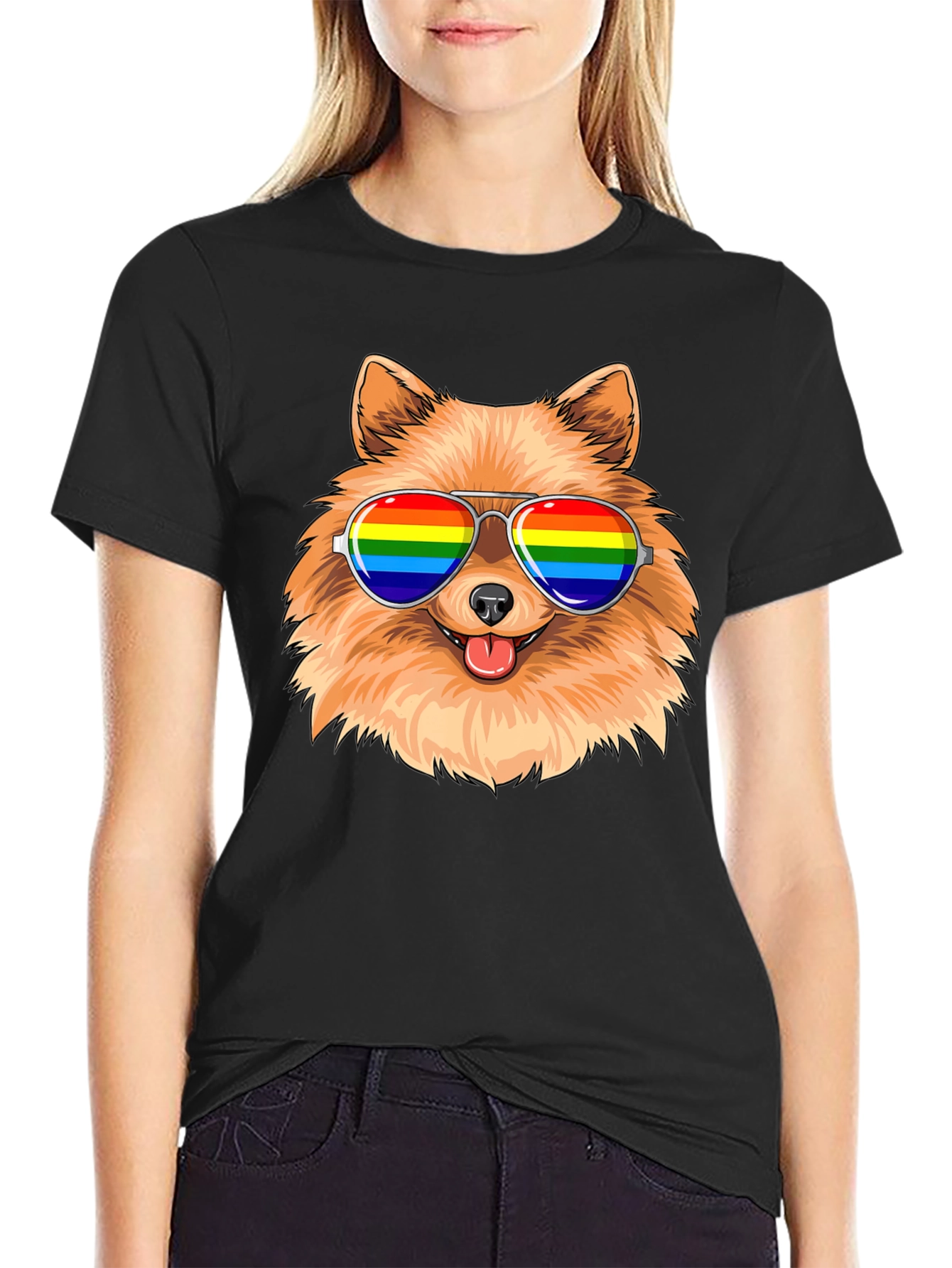 Pride Pomeranian Sunglasses T-Shirt – Colorful Dog Lover Tee