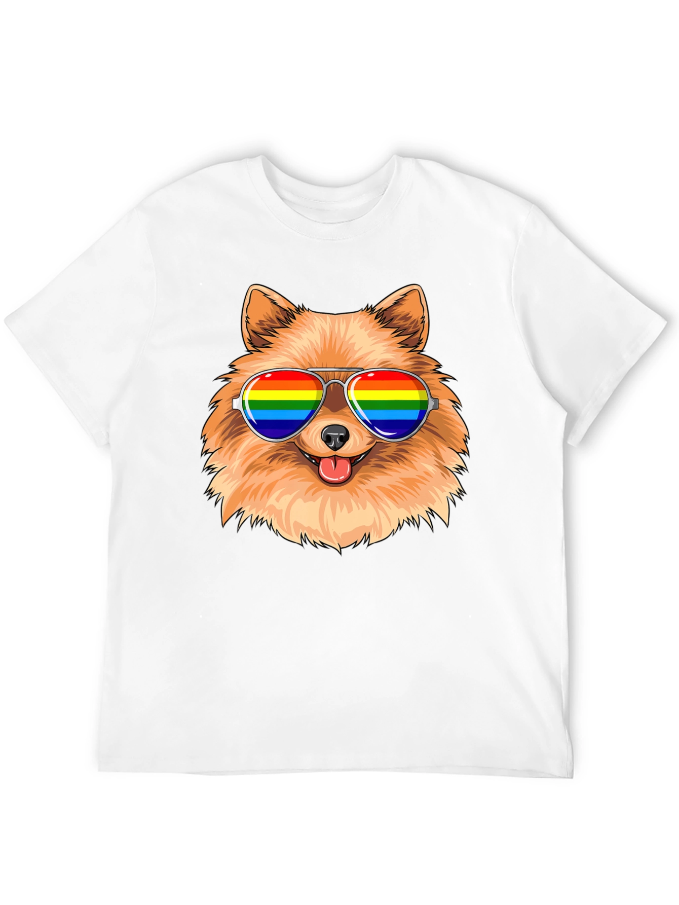 Pride Pomeranian Sunglasses T-Shirt – Colorful Dog Lover Tee
