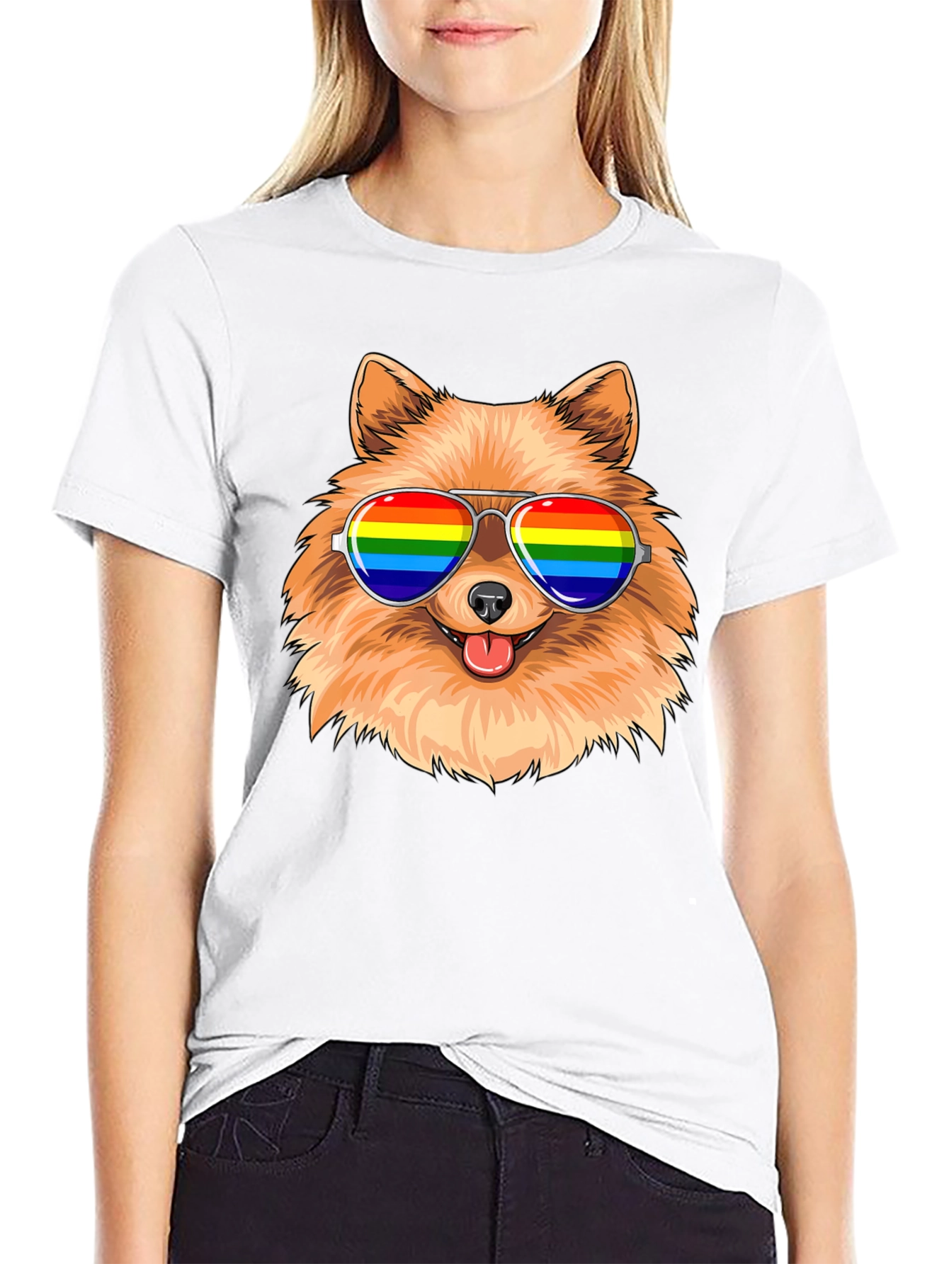 Pride Pomeranian Sunglasses T-Shirt – Colorful Dog Lover Tee