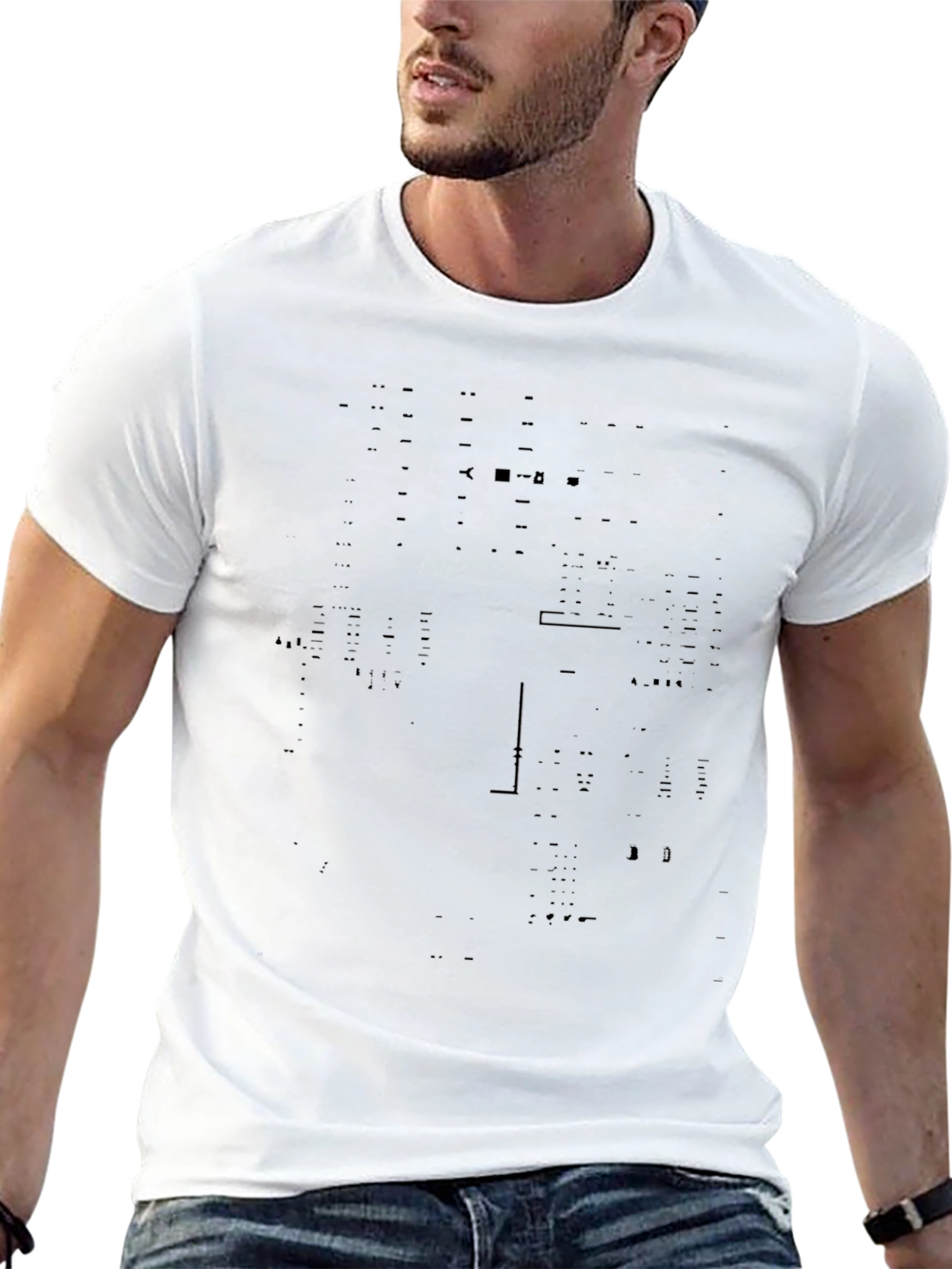 Modern Black Graphic Print Tee