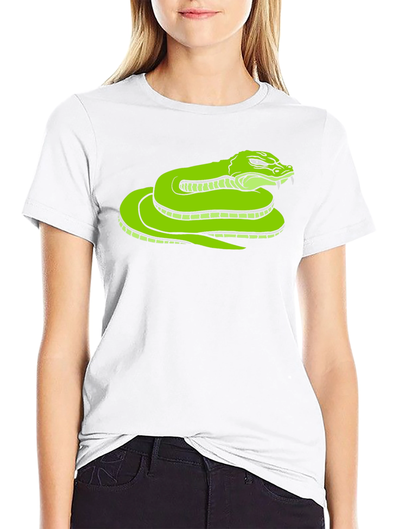 Snake Graphic Tee - Bold Green Serpent Design