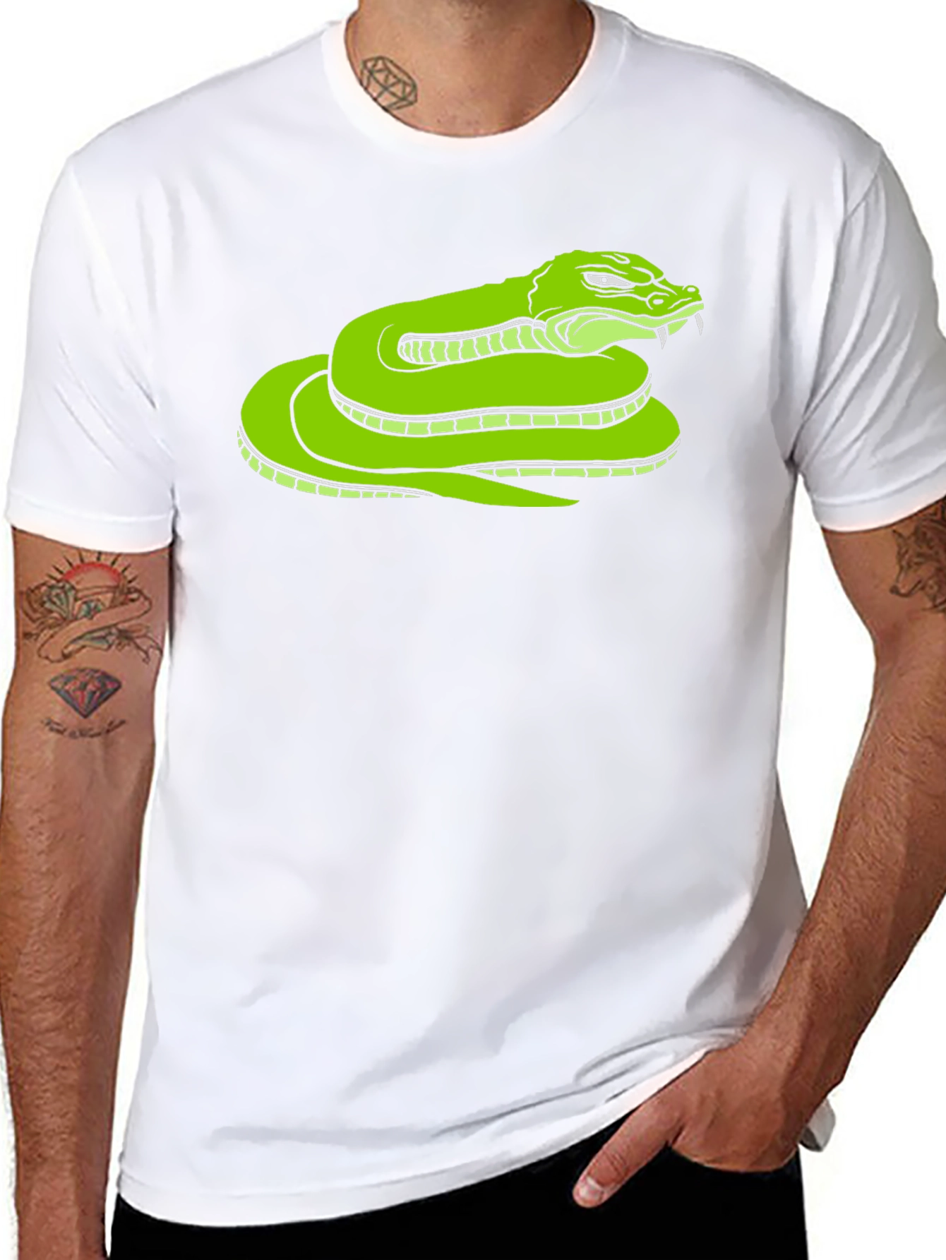 Snake Graphic Tee - Bold Green Serpent Design