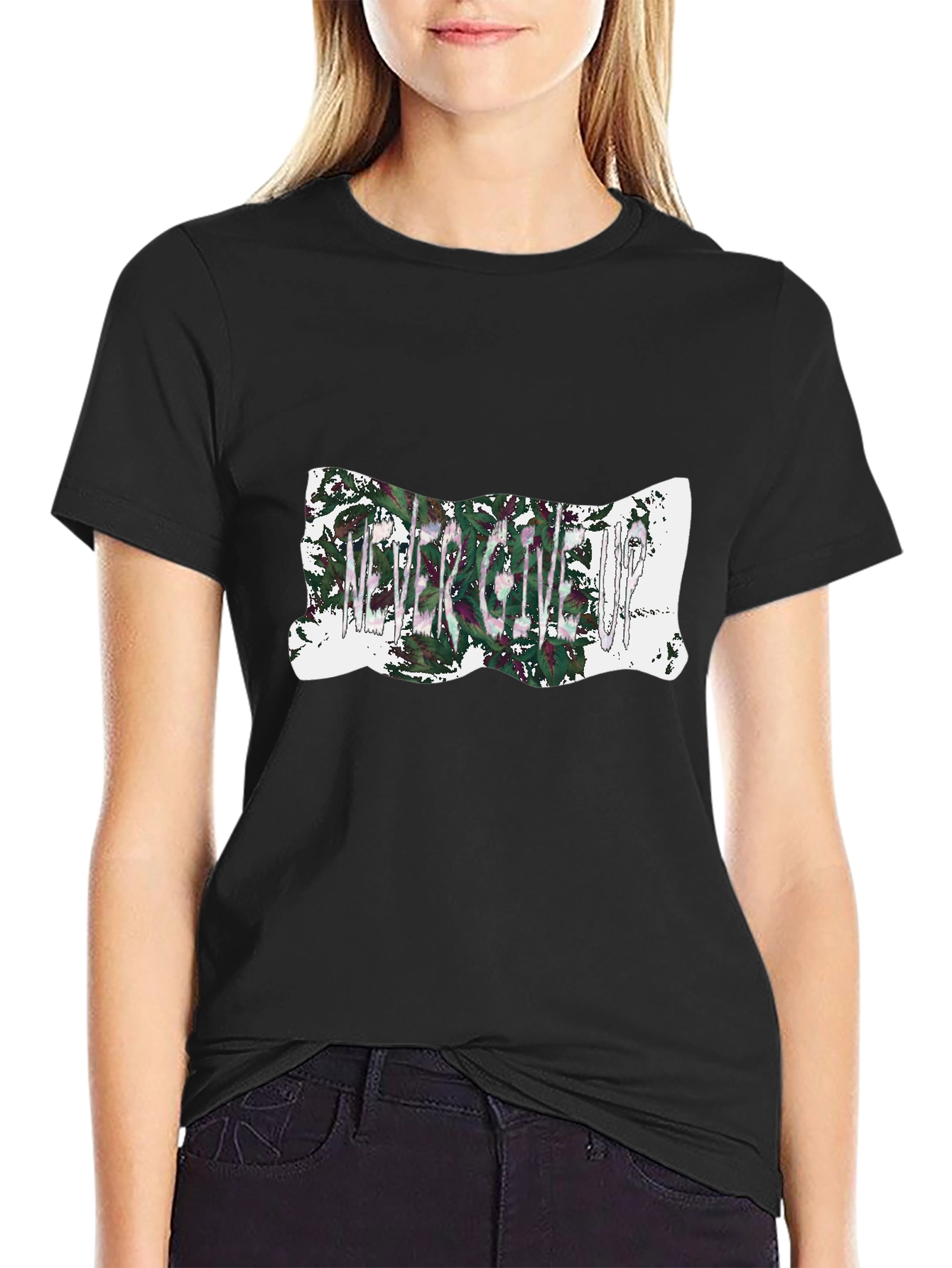 Never Give Up Graphic Tee - Mens Black T-Shirt