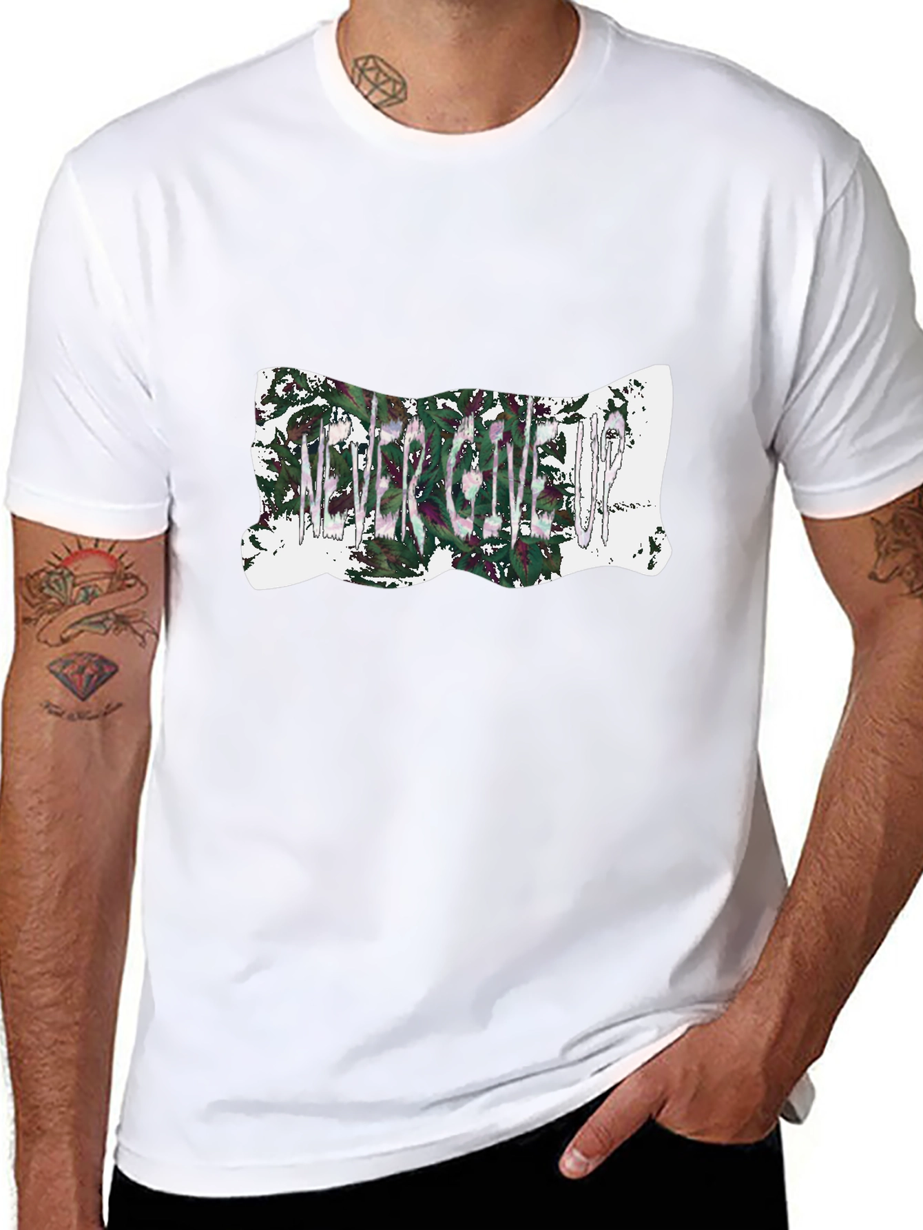 Never Give Up Graphic Tee - Mens Black T-Shirt