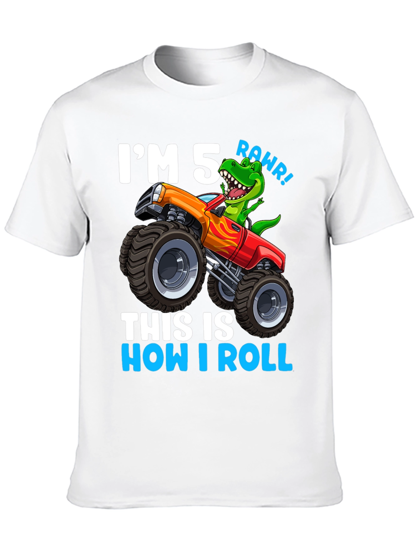 5th Birthday Monster Truck Dinosaur T-Shirt