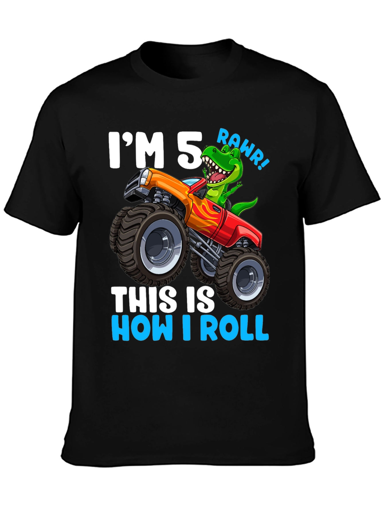 5th Birthday Monster Truck Dinosaur T-Shirt