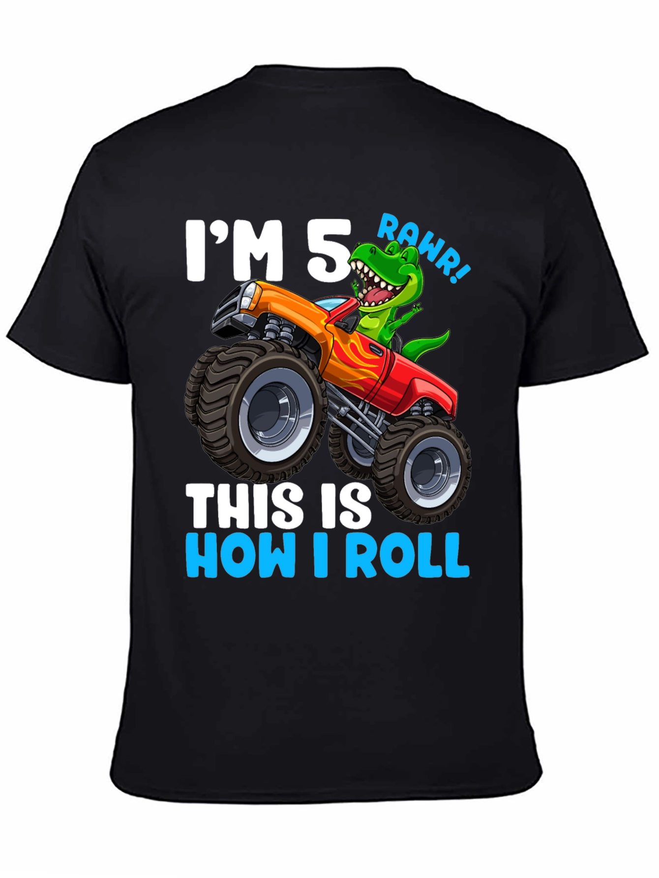 5th Birthday Monster Truck Dinosaur T-Shirt