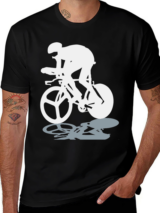 Cyclist Graphic Tee - Black Cotton Blend T-Shirt