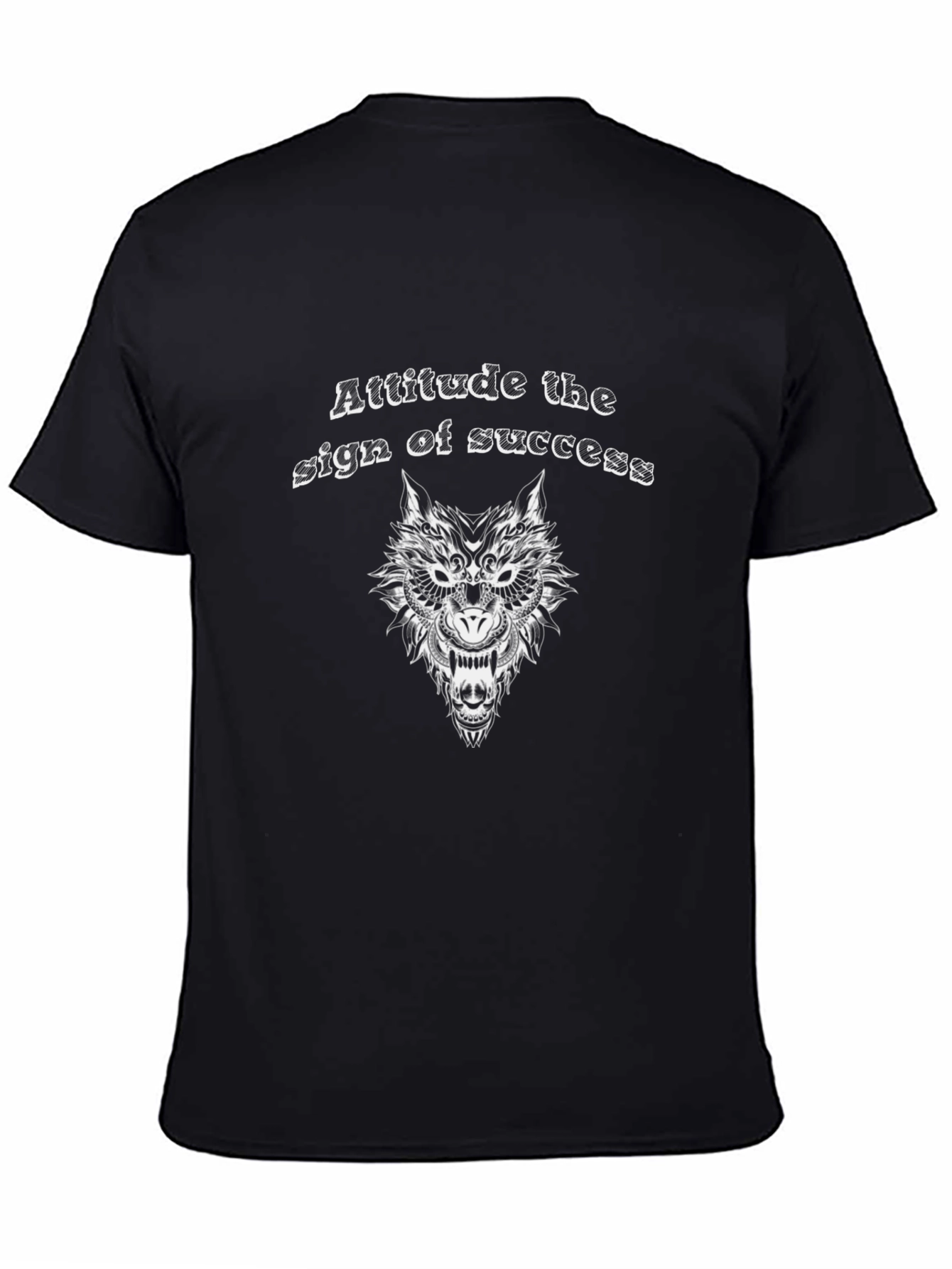 Mens Black Graphic T-Shirt - Wolf Design