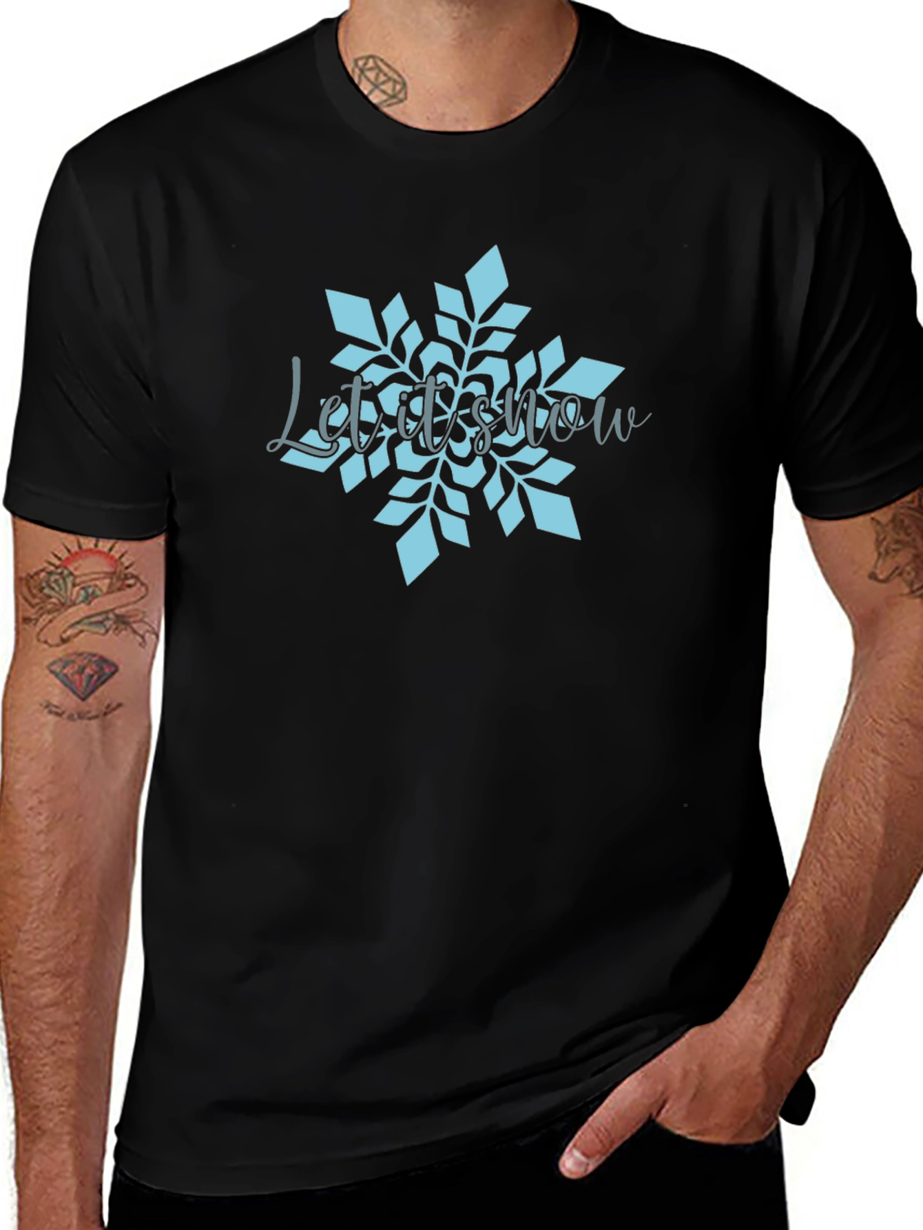 Let it Snow Snowflake Black Graphic Tee