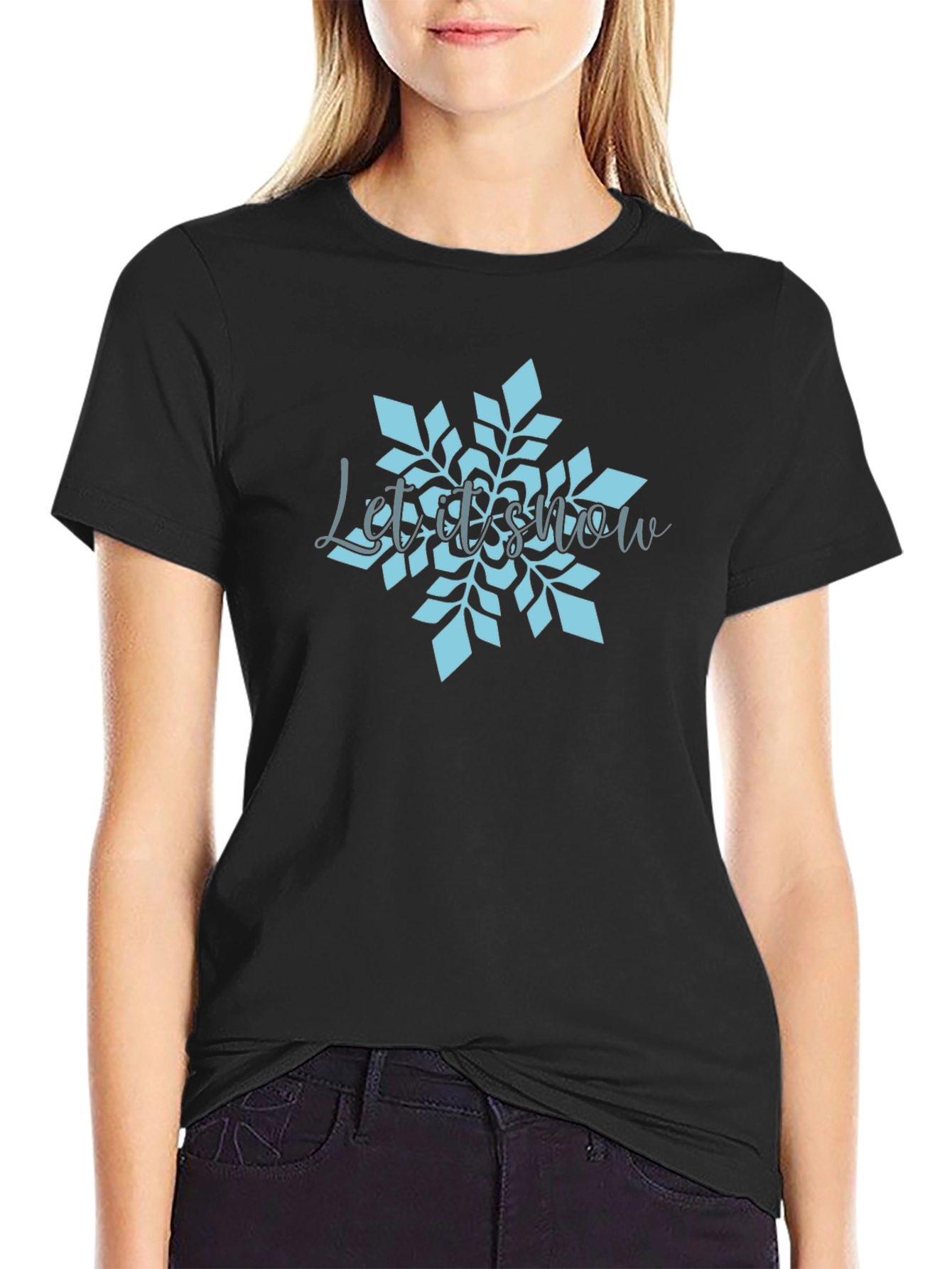 Let it Snow Snowflake Black Graphic Tee