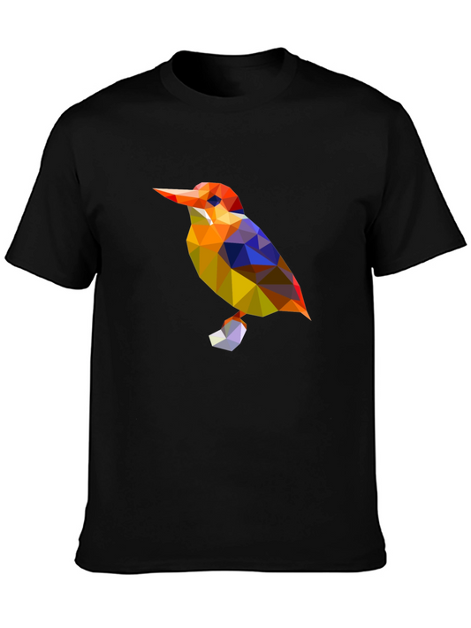 Geometric Bird Graphic Black T-Shirt