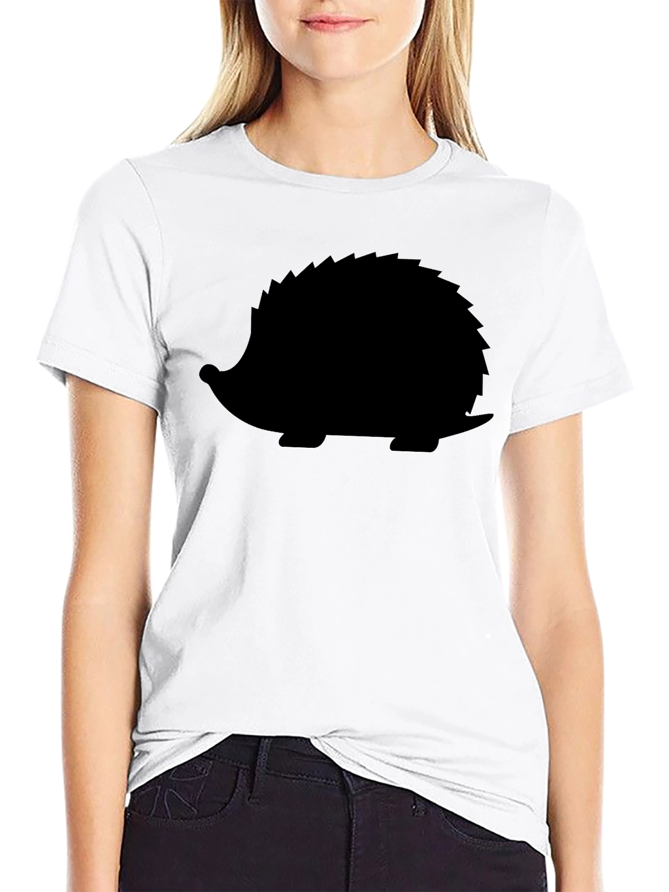 Black Hedgehog Graphic Tee - Quirky Casual Style