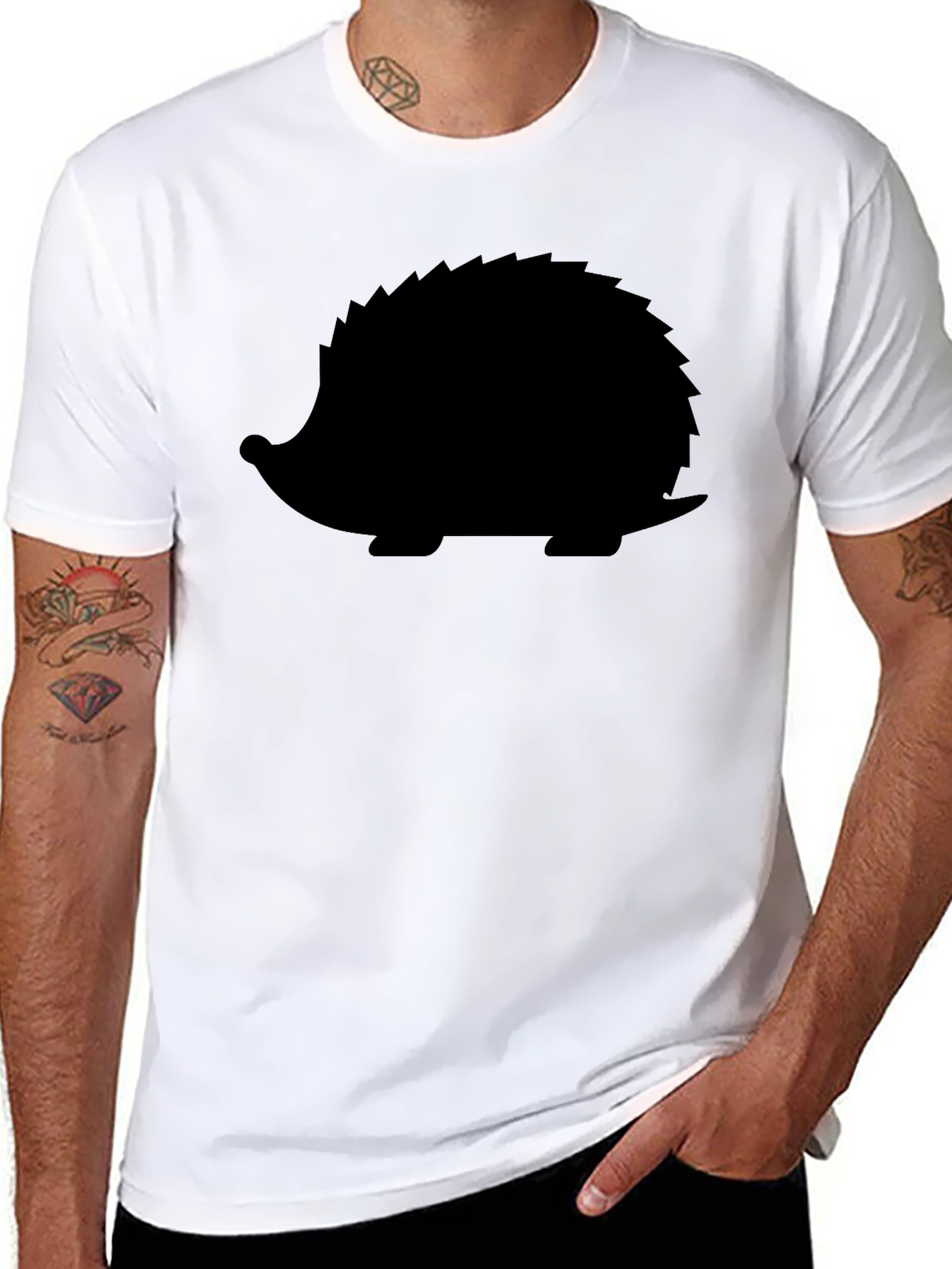 Black Hedgehog Graphic Tee - Quirky Casual Style